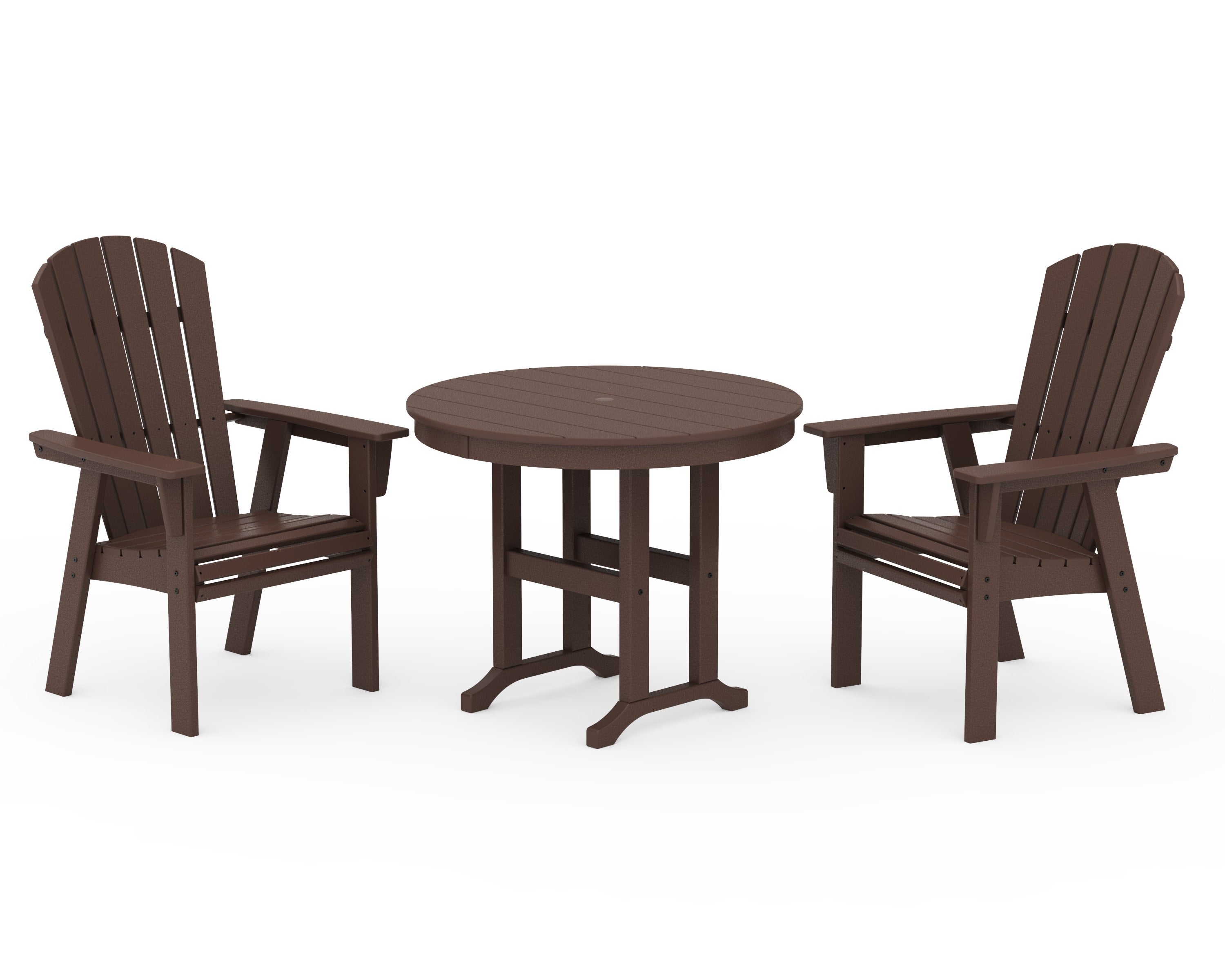 Nautical Adirondack 3-Piece Round Dining Set in Mahogany
