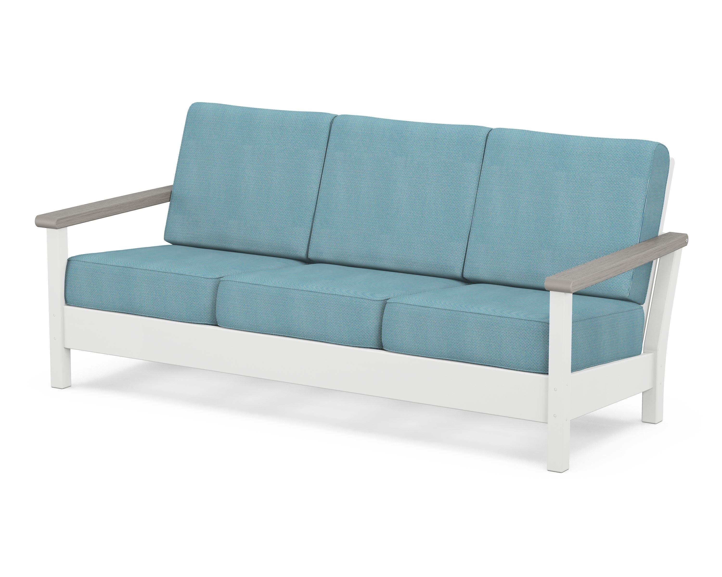 Harbour Deep Seating Sofa in White / Driftwood / Lattice Sky Blue