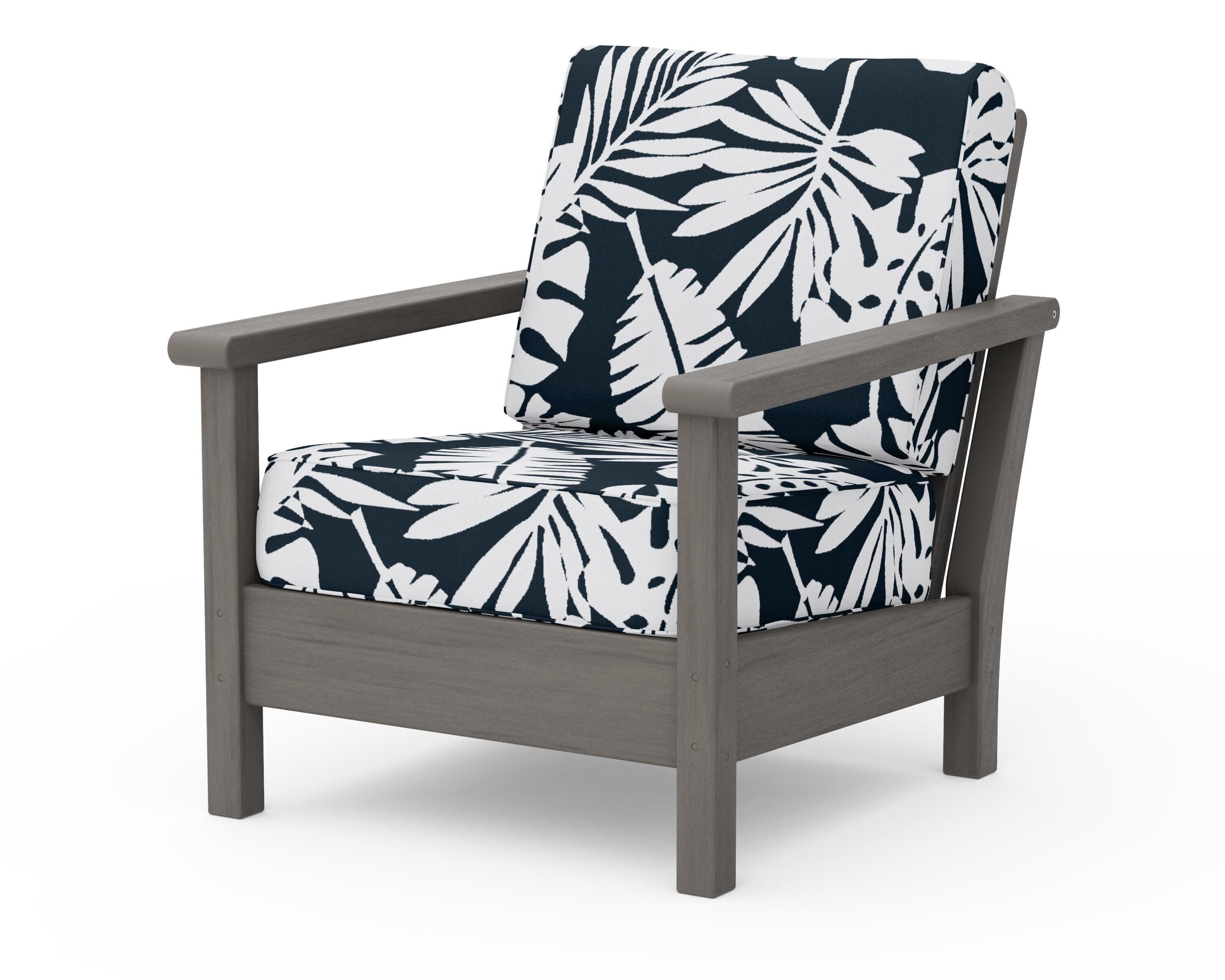 Harbour Deep Seating Chair in Driftwood / Leaf Marine Indigo