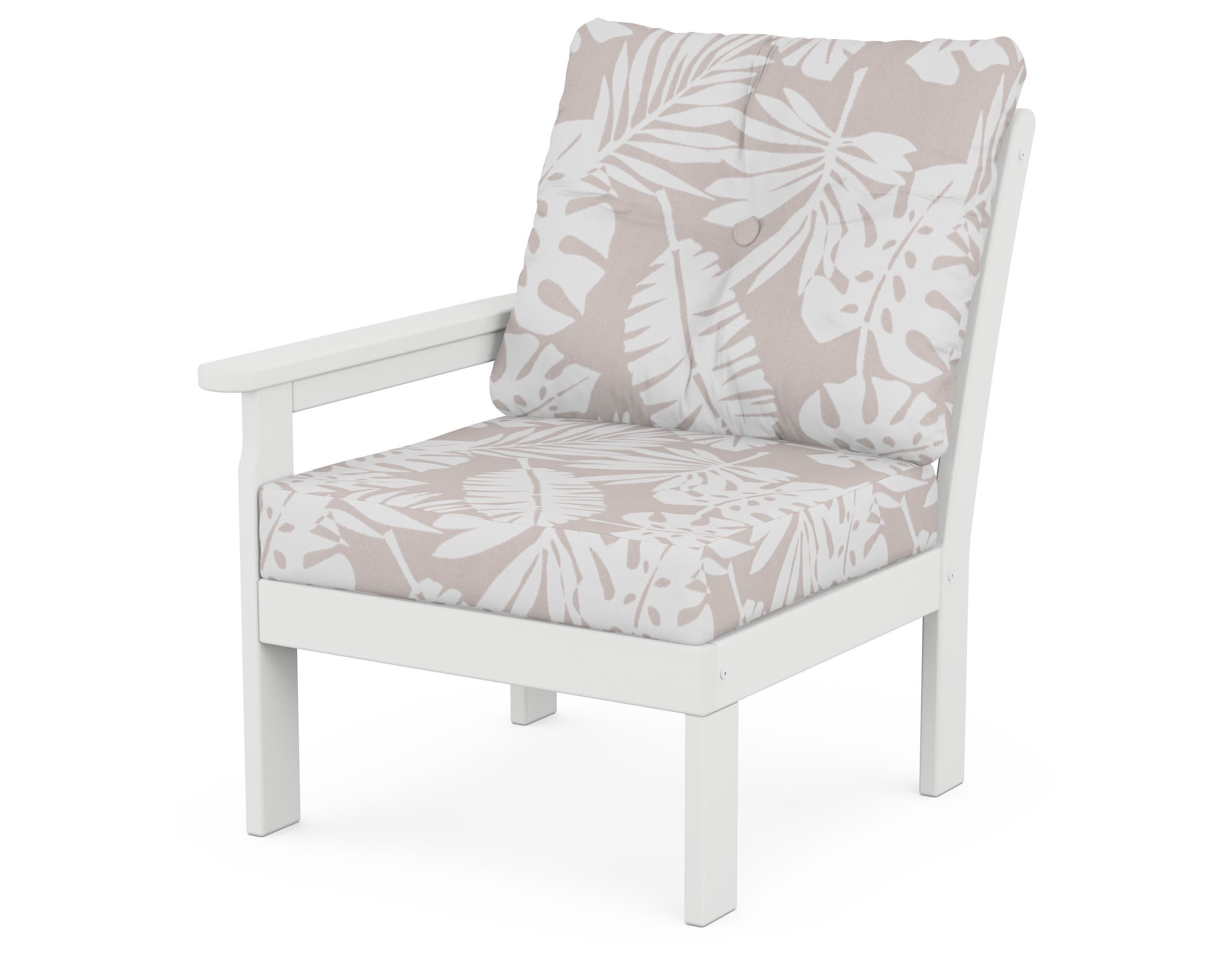 Vineyard Modular Left Arm Chair in White / Leaf Dune Burlap