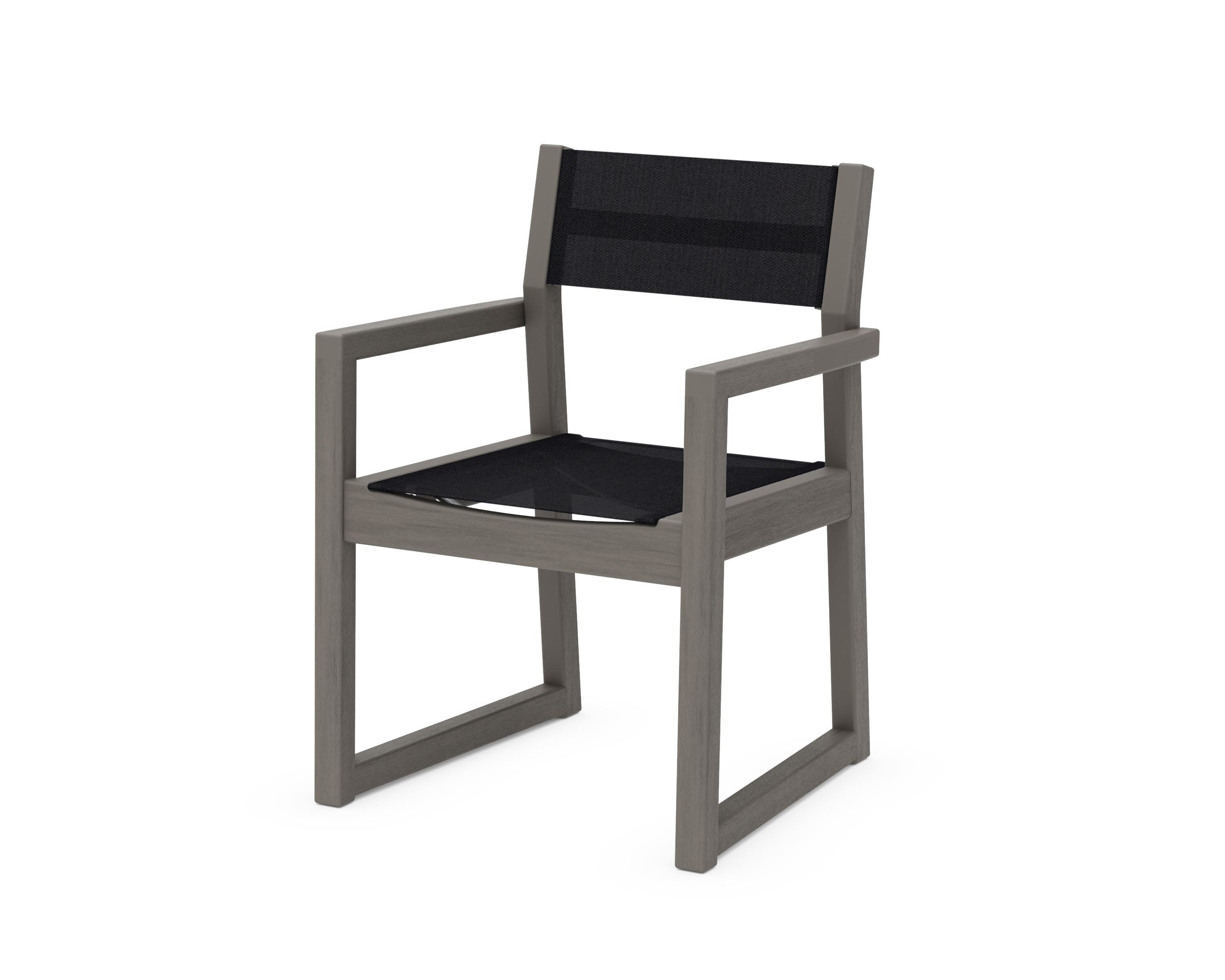 EDGE Sling Dining Arm Chair in Driftwood / Black Sling