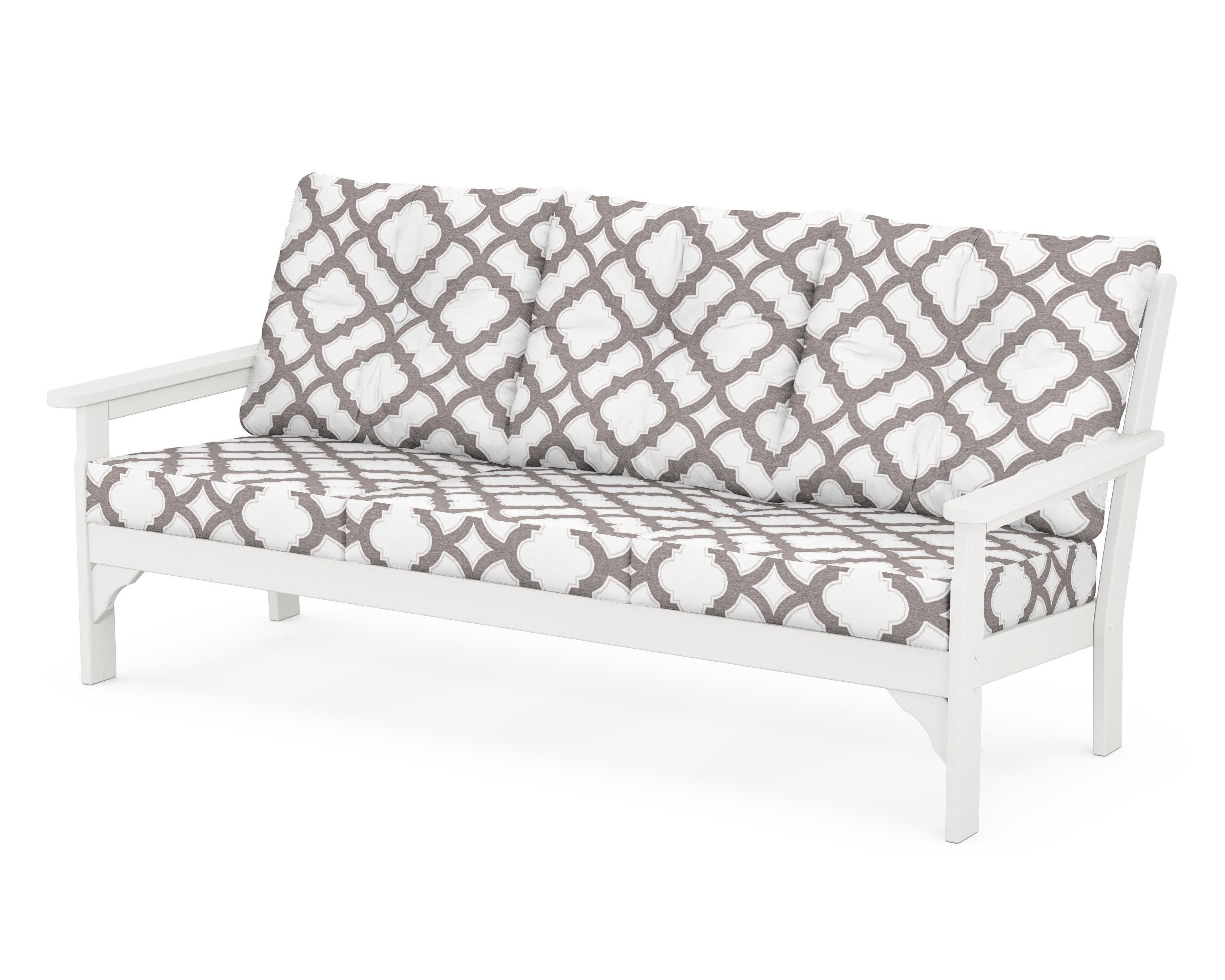 Vineyard Deep Seating Sofa in Vintage White / Trellis Grey Mist