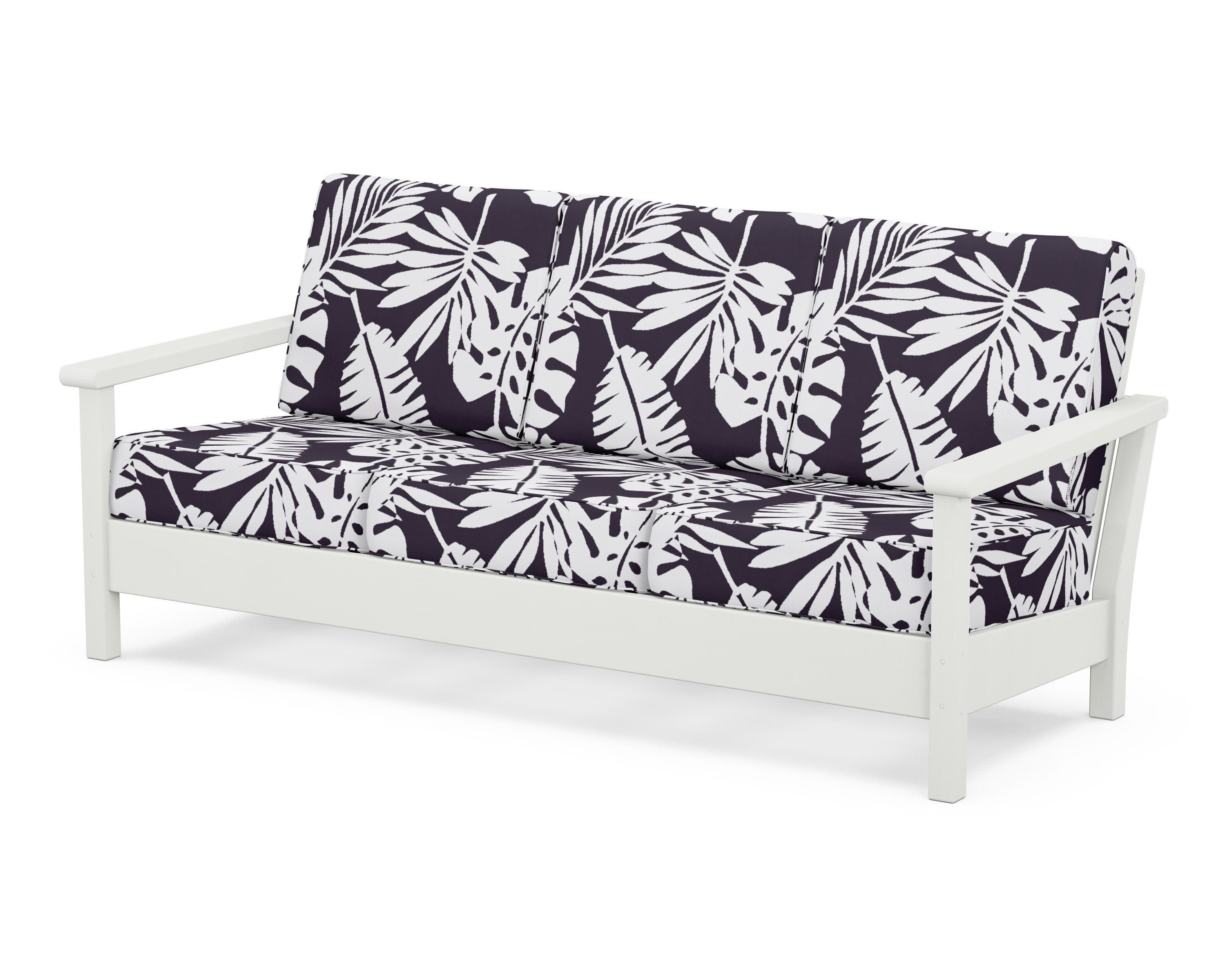 Harbour Deep Seating Sofa in Vintage White / Leaf Navy