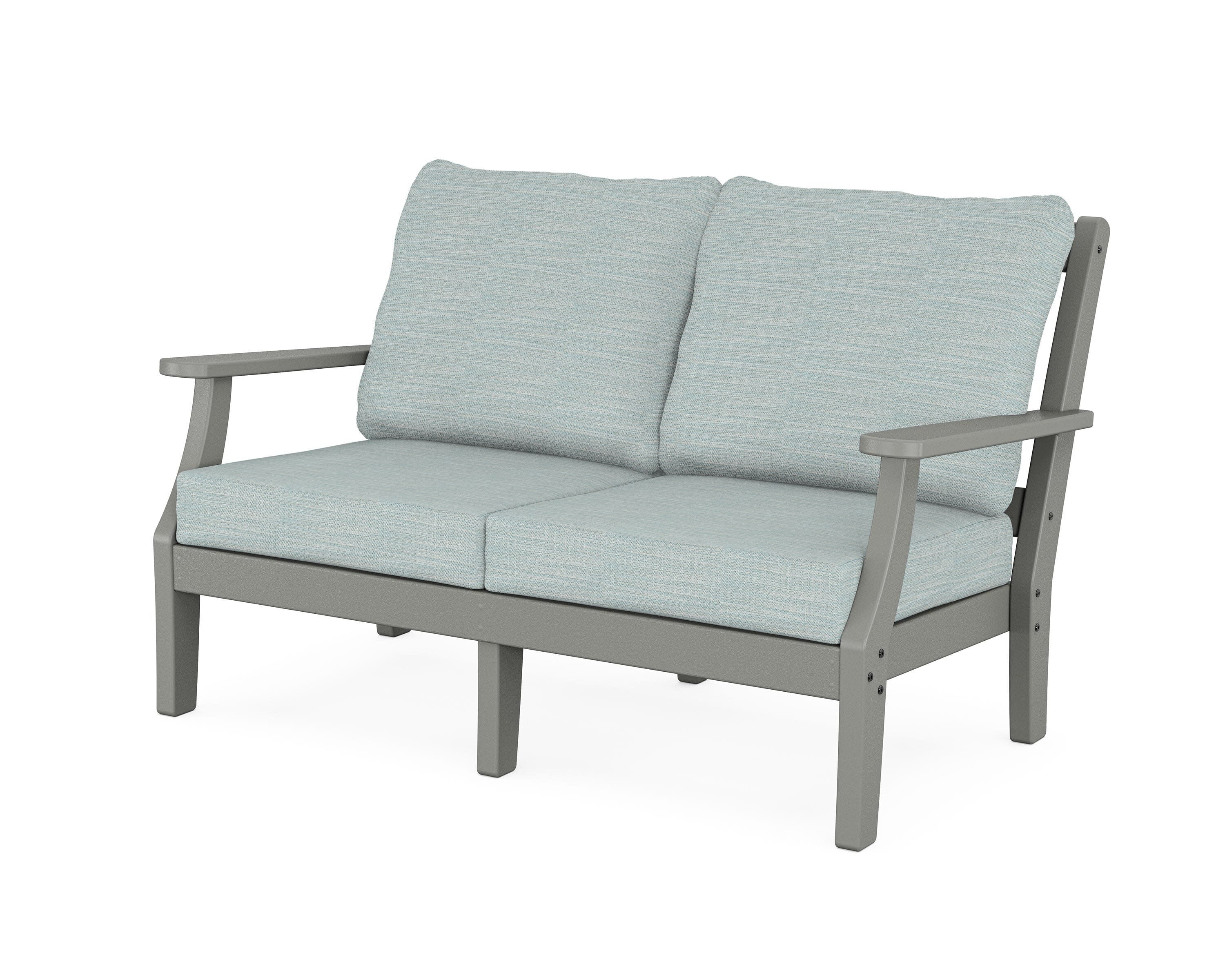 Chinoiserie Deep Seating Loveseat in Slate Grey / Soothe Mist