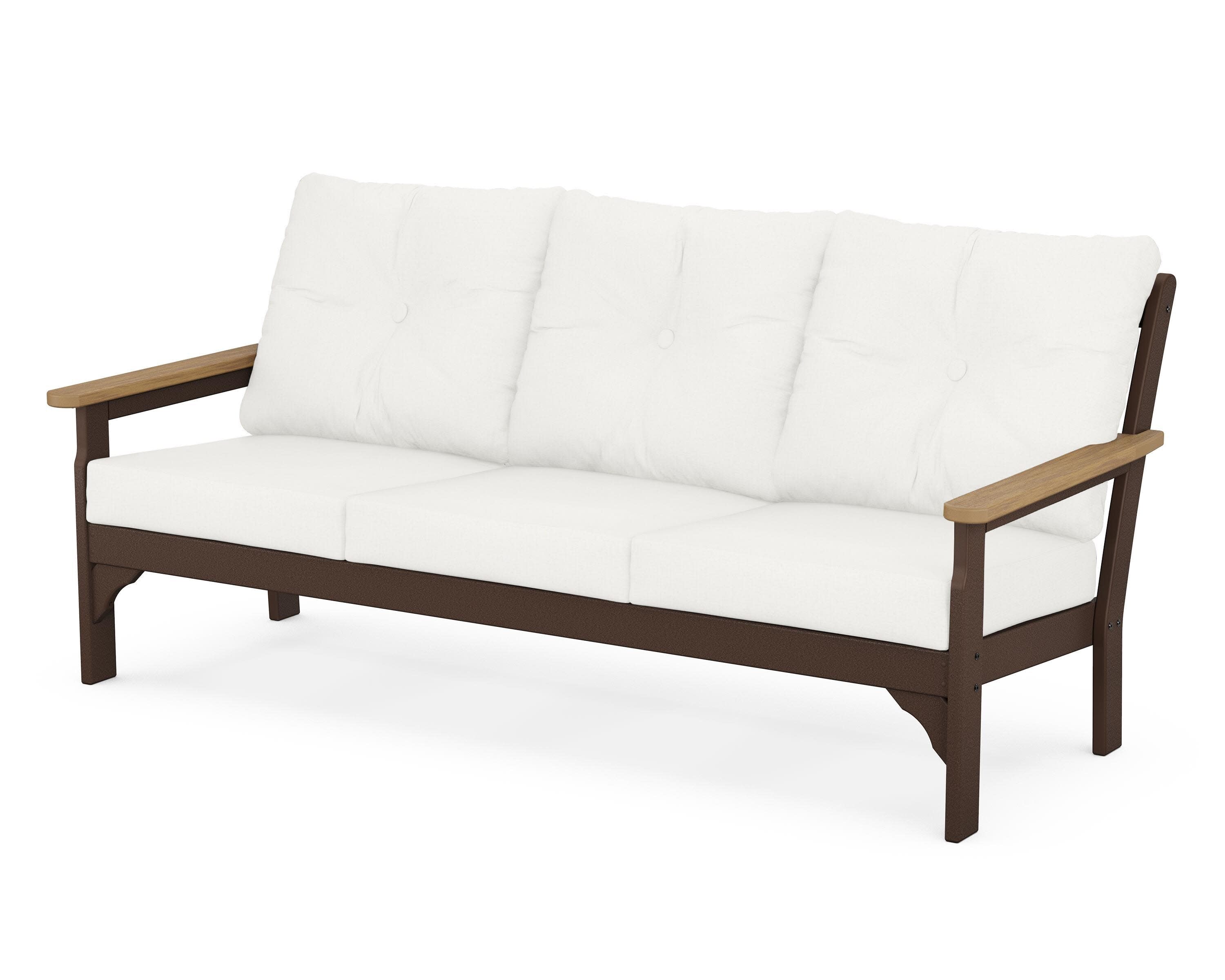 Vineyard Deep Seating Sofa in Mahogany / Natural / Natural Linen