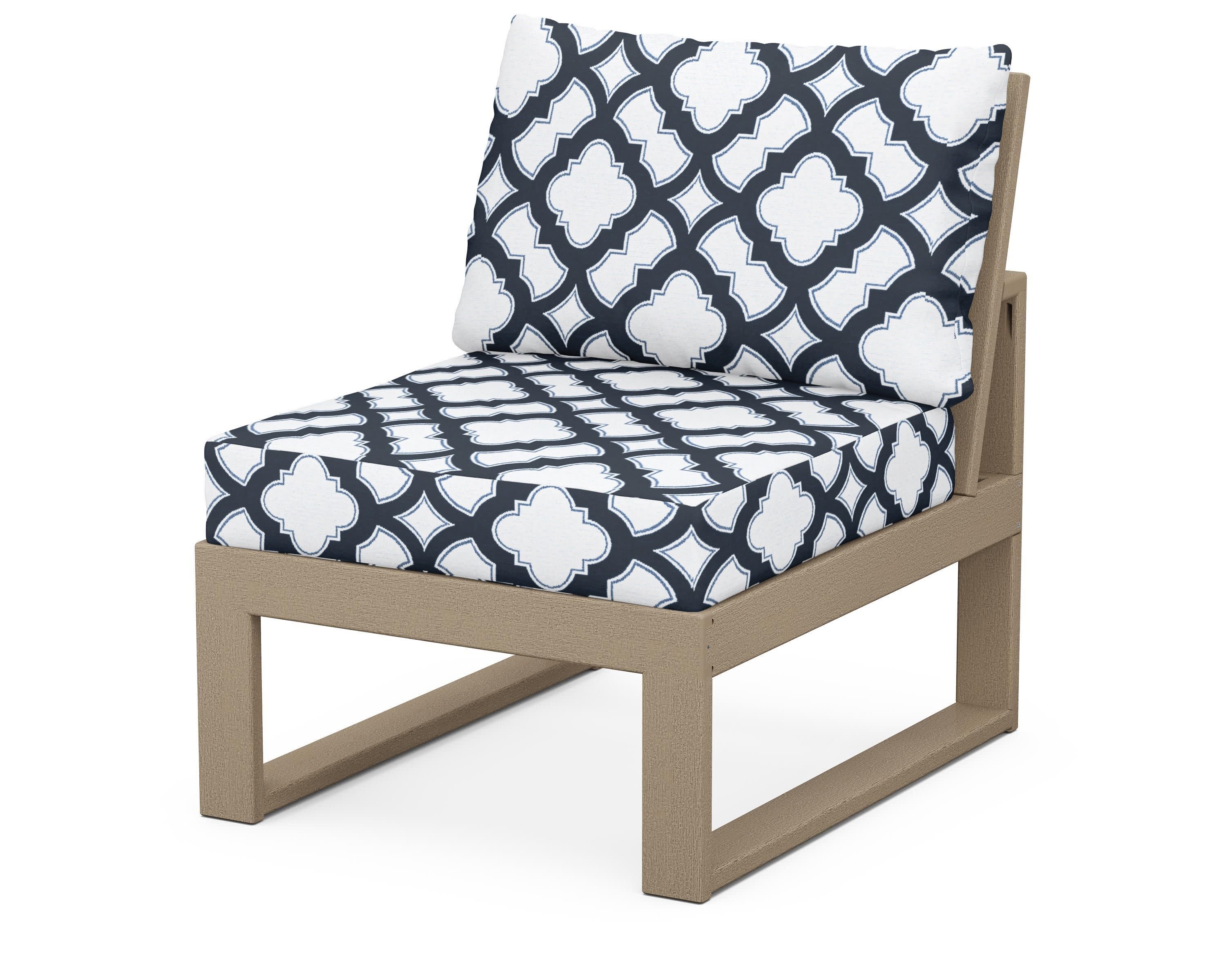 Modular Armless Chair in Vintage Sahara / Trellis Marine Indigo