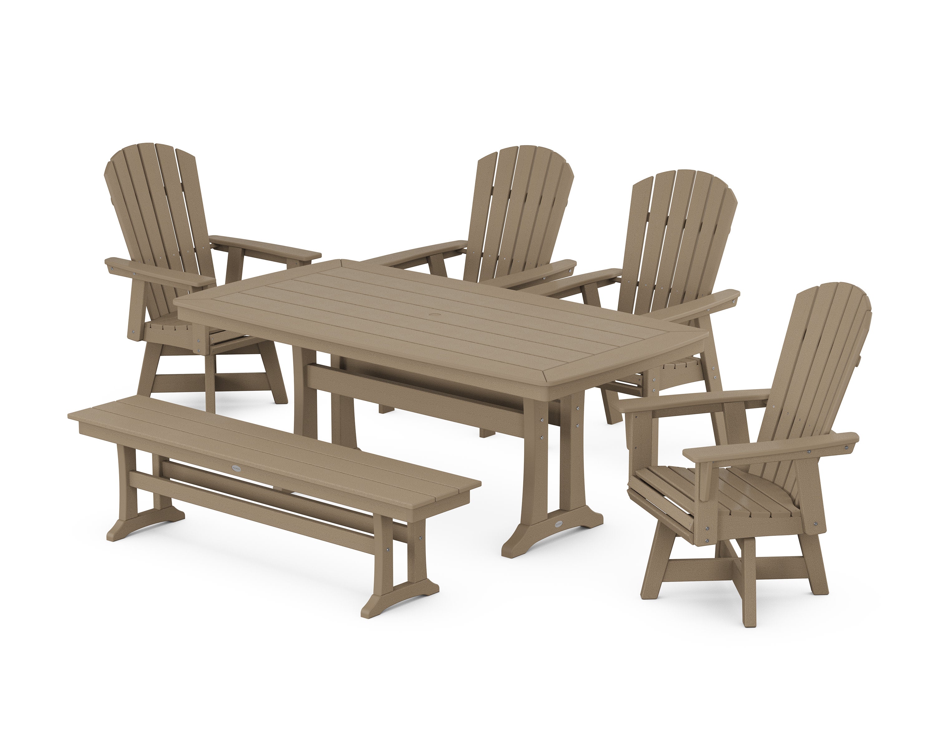 Nautical Adirondack Swivel 6-Piece Dining Set with Trestle Legs in Vintage Sahara