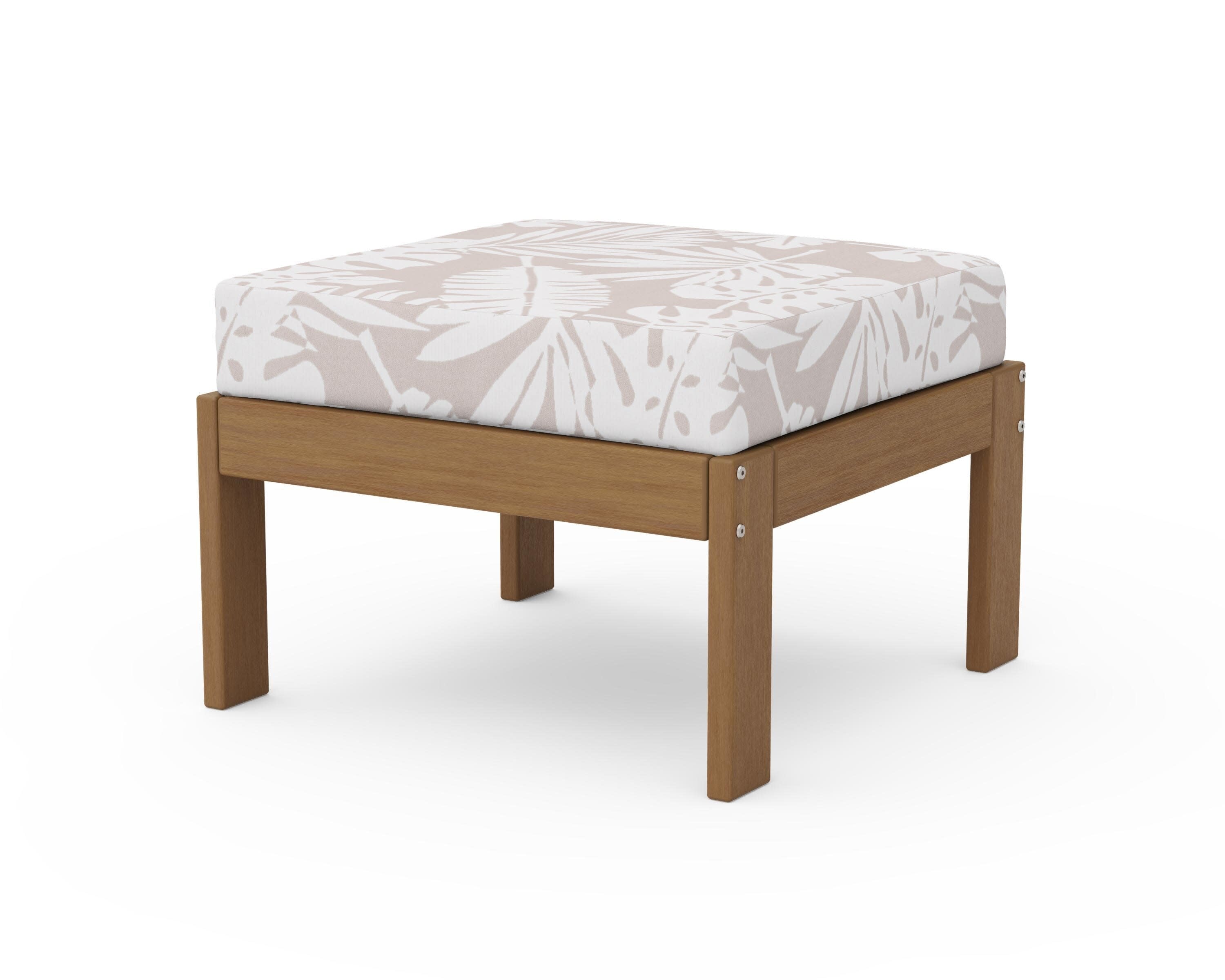 Vineyard Modular Ottoman in Natural / Leaf Dune Burlap