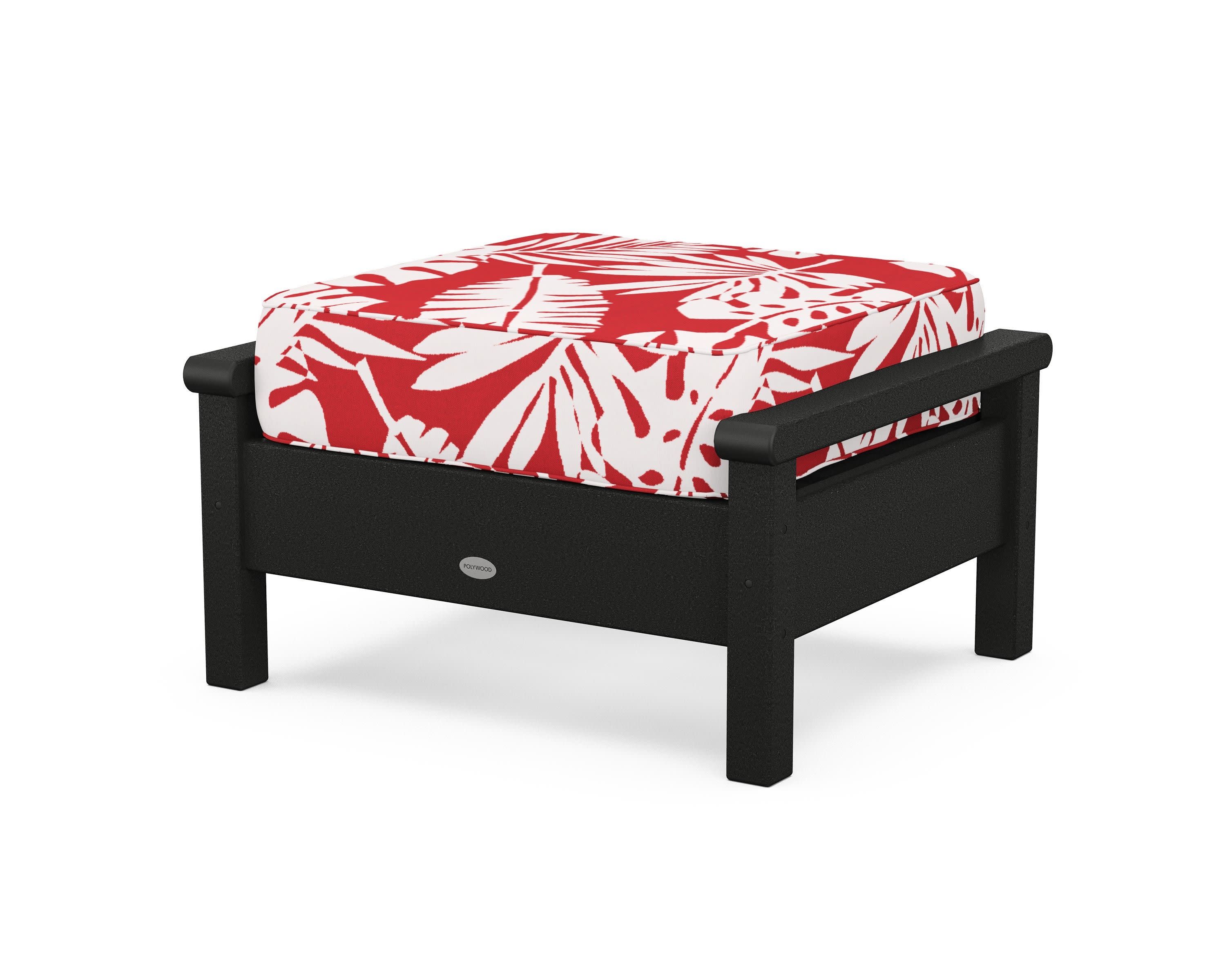Harbour Deep Seating Ottoman in Black / Leaf Crimson