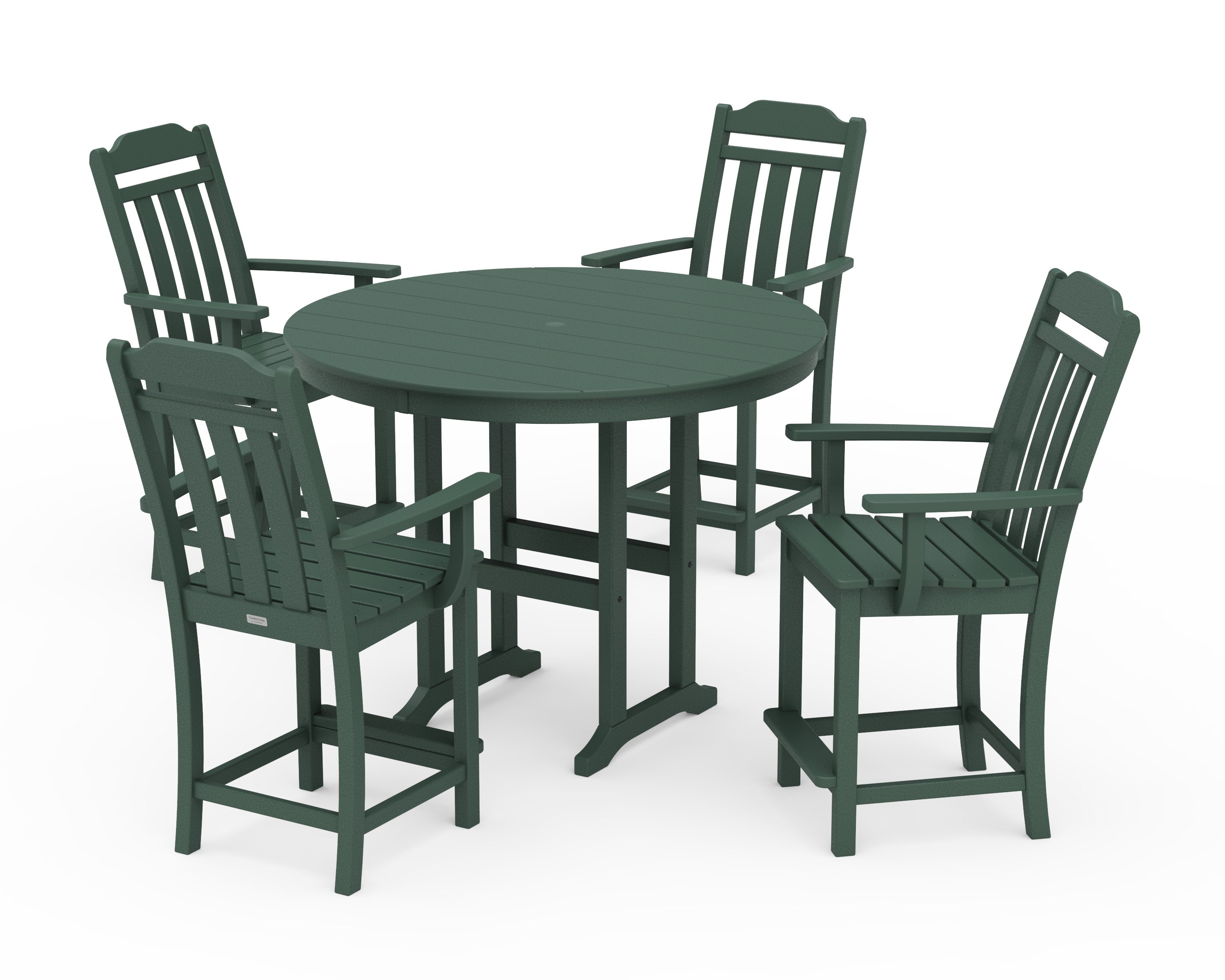Cottage 5-Piece Round Farmhouse Counter Set in Green