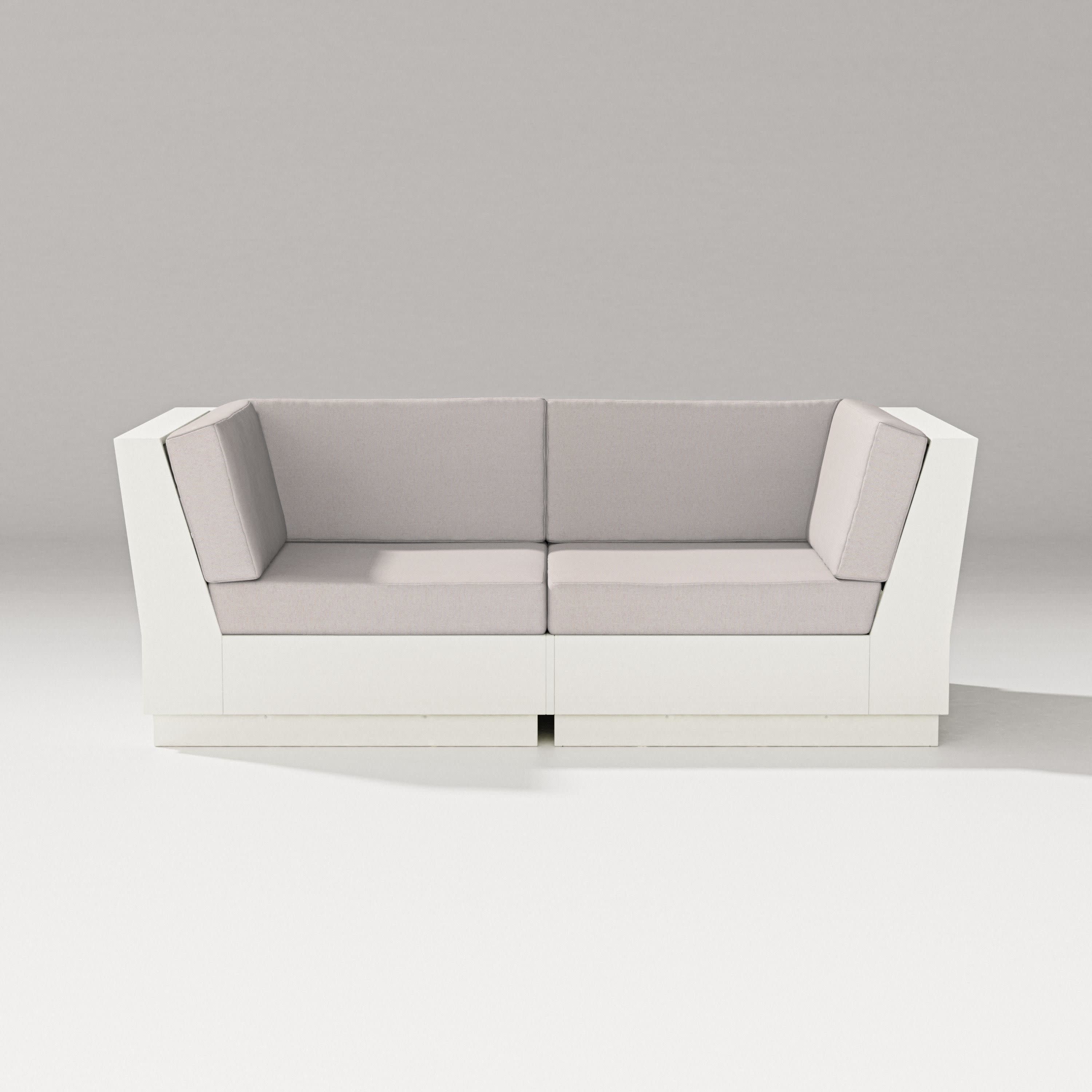 Elevate Loveseat Sectional in Vintage White / Dune Burlap