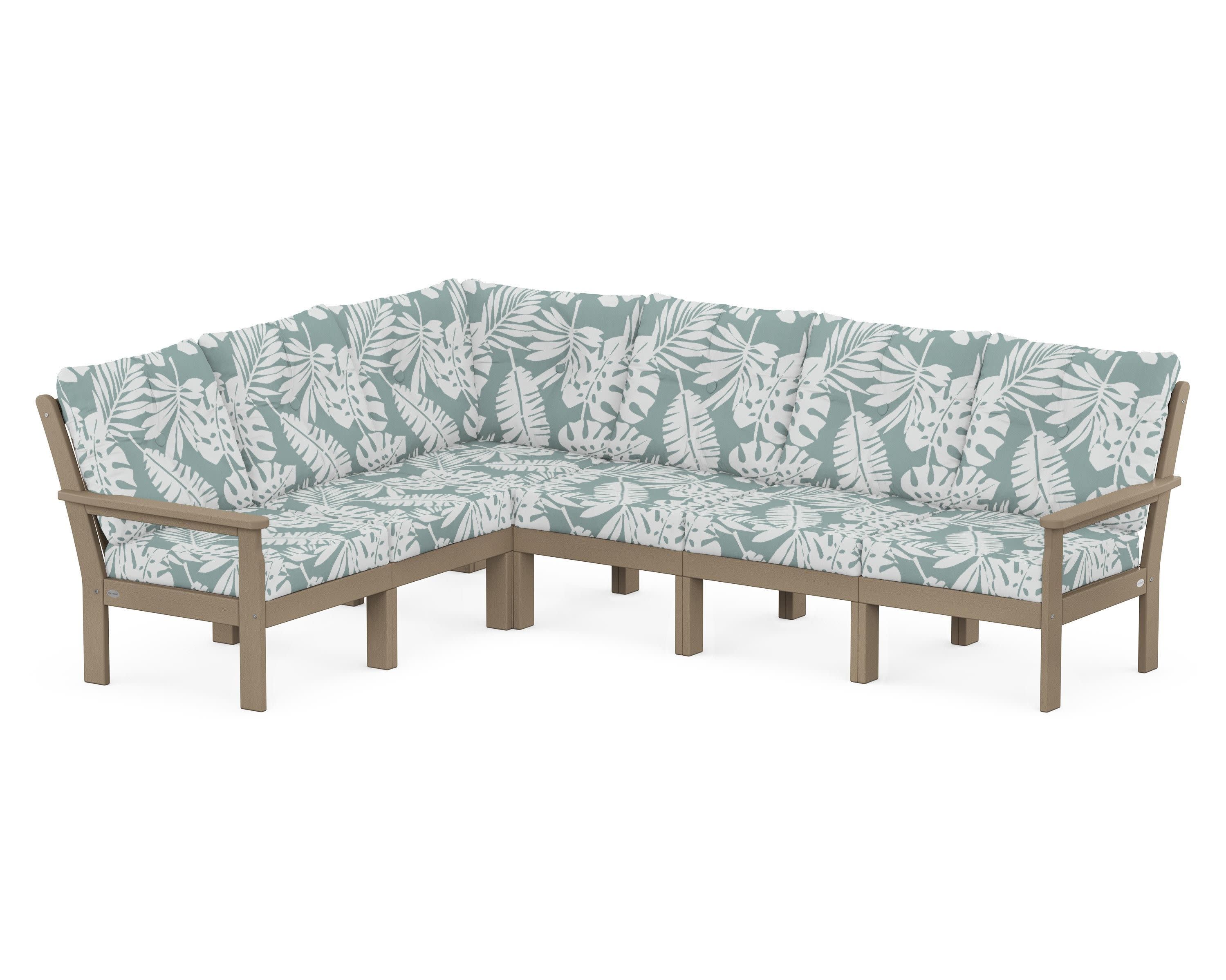 Vineyard 6-Piece Sectional in Vintage Sahara / Leaf Glacier Spa