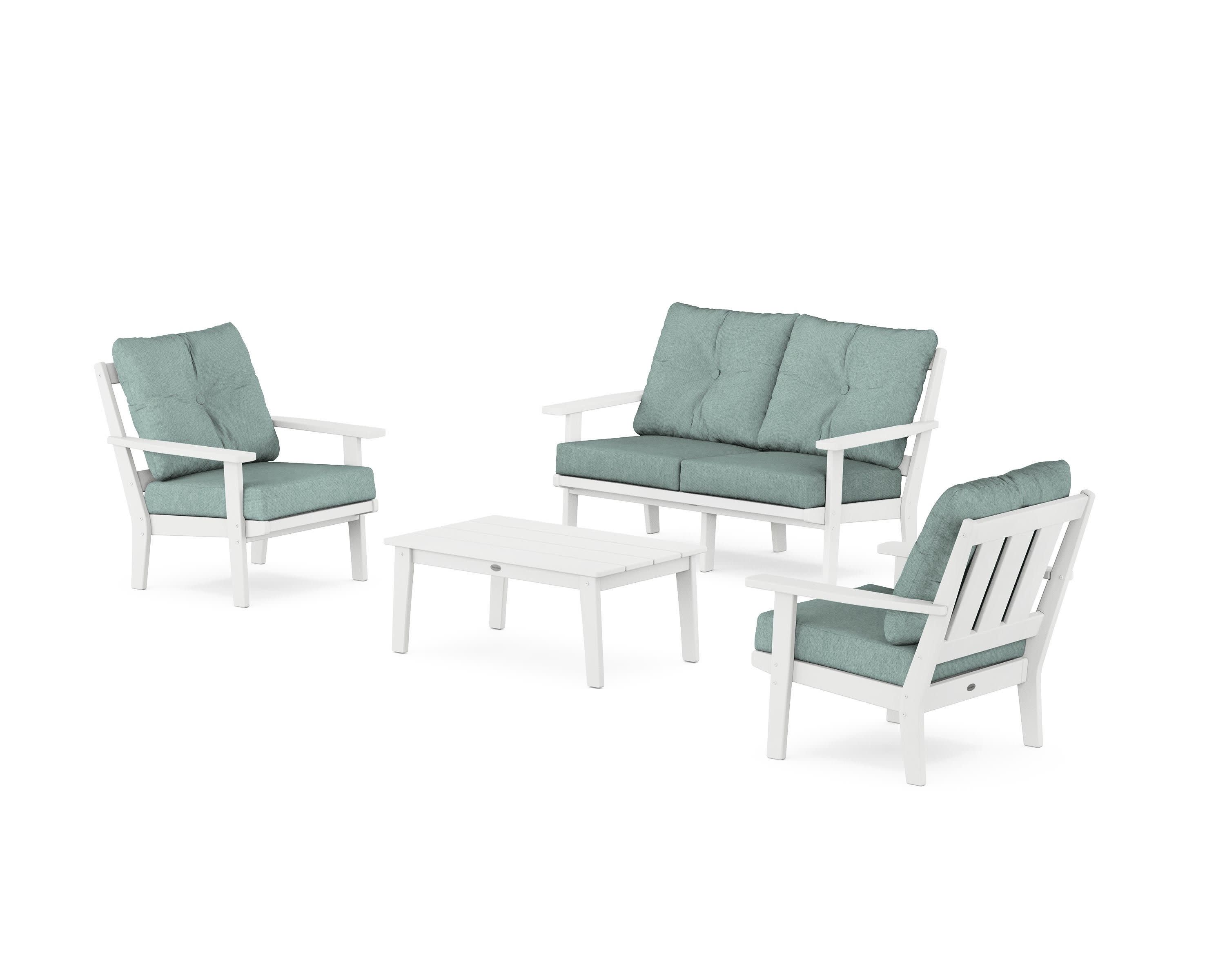 Oxford 4-Piece Deep Seating Set with Loveseat in White / Glacier Spa