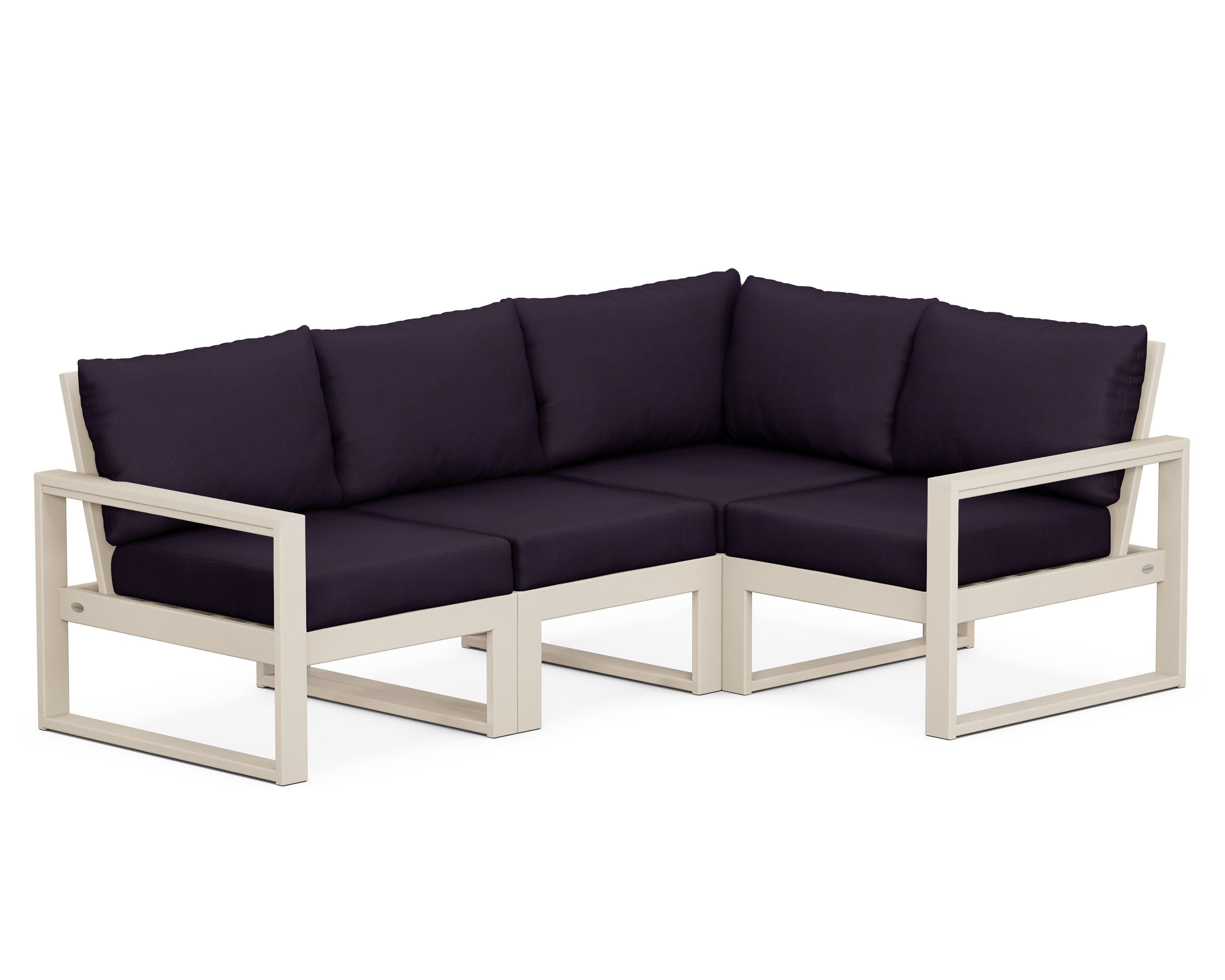 EDGE 4-Piece Modular Deep Seating Set in Sand / Navy Linen
