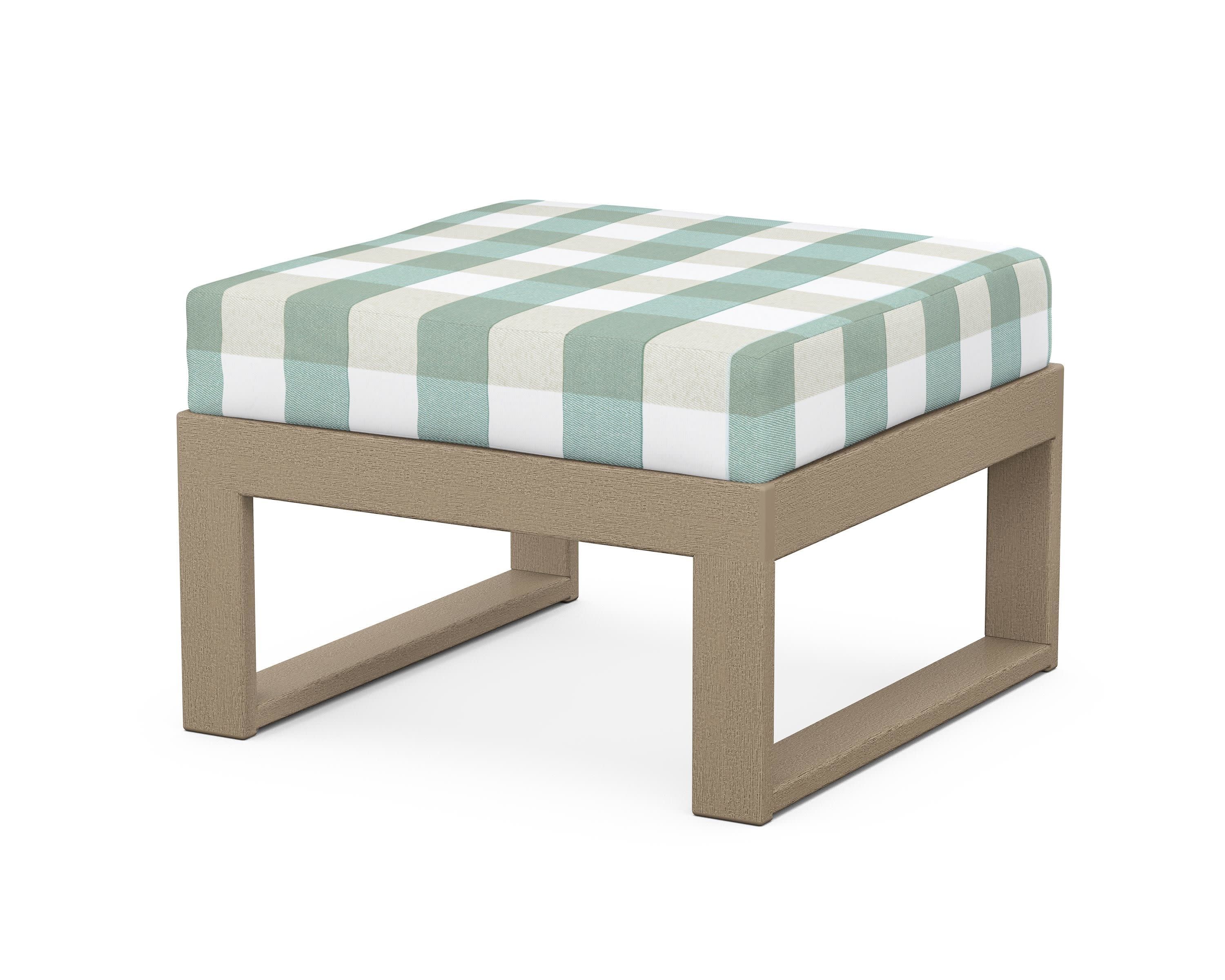 Modular Ottoman - Modern in Vintage Sahara / Buffalo Plaid Glacier Spa