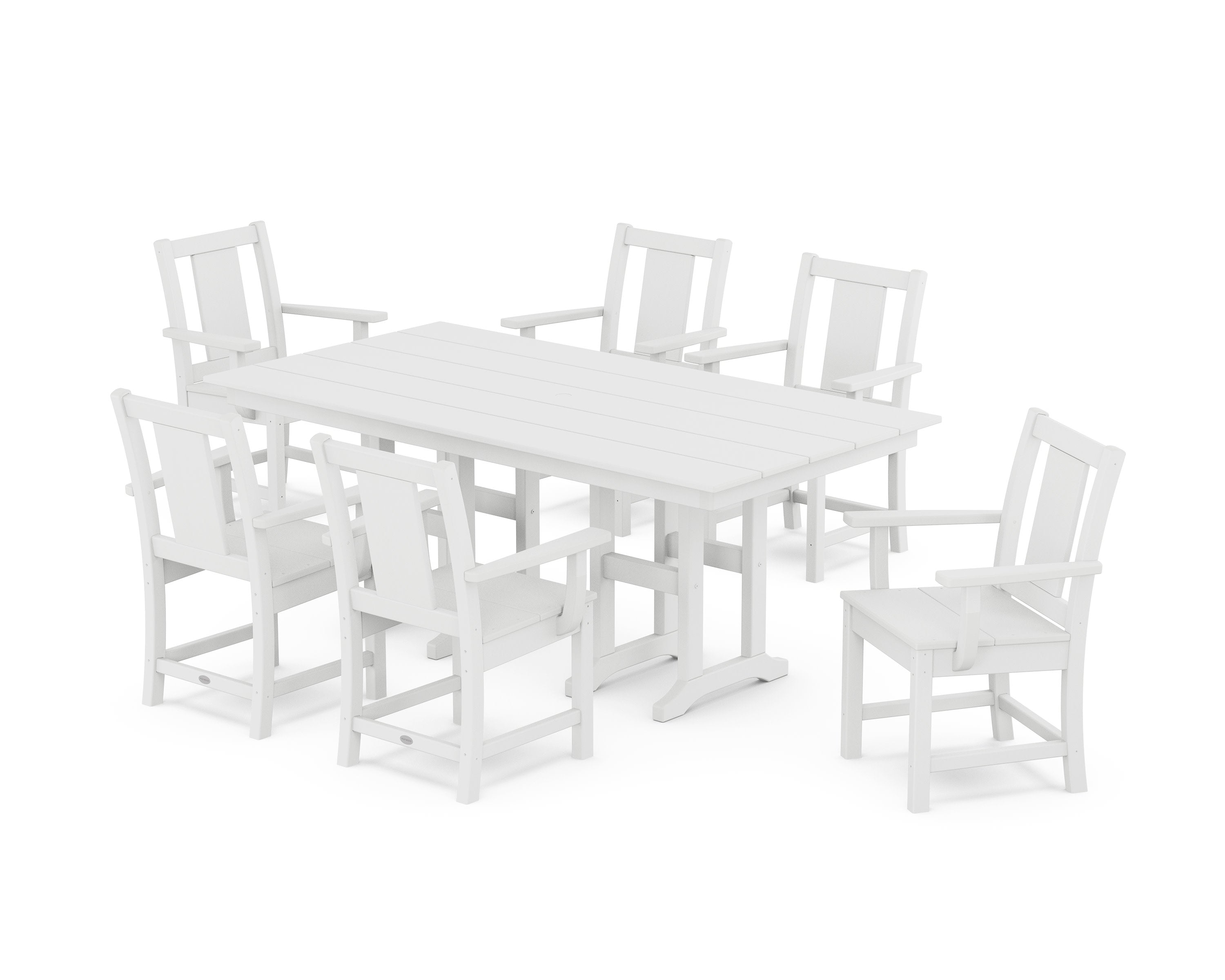 Prairie Arm Chair 7-Piece Farmhouse Dining Set in White