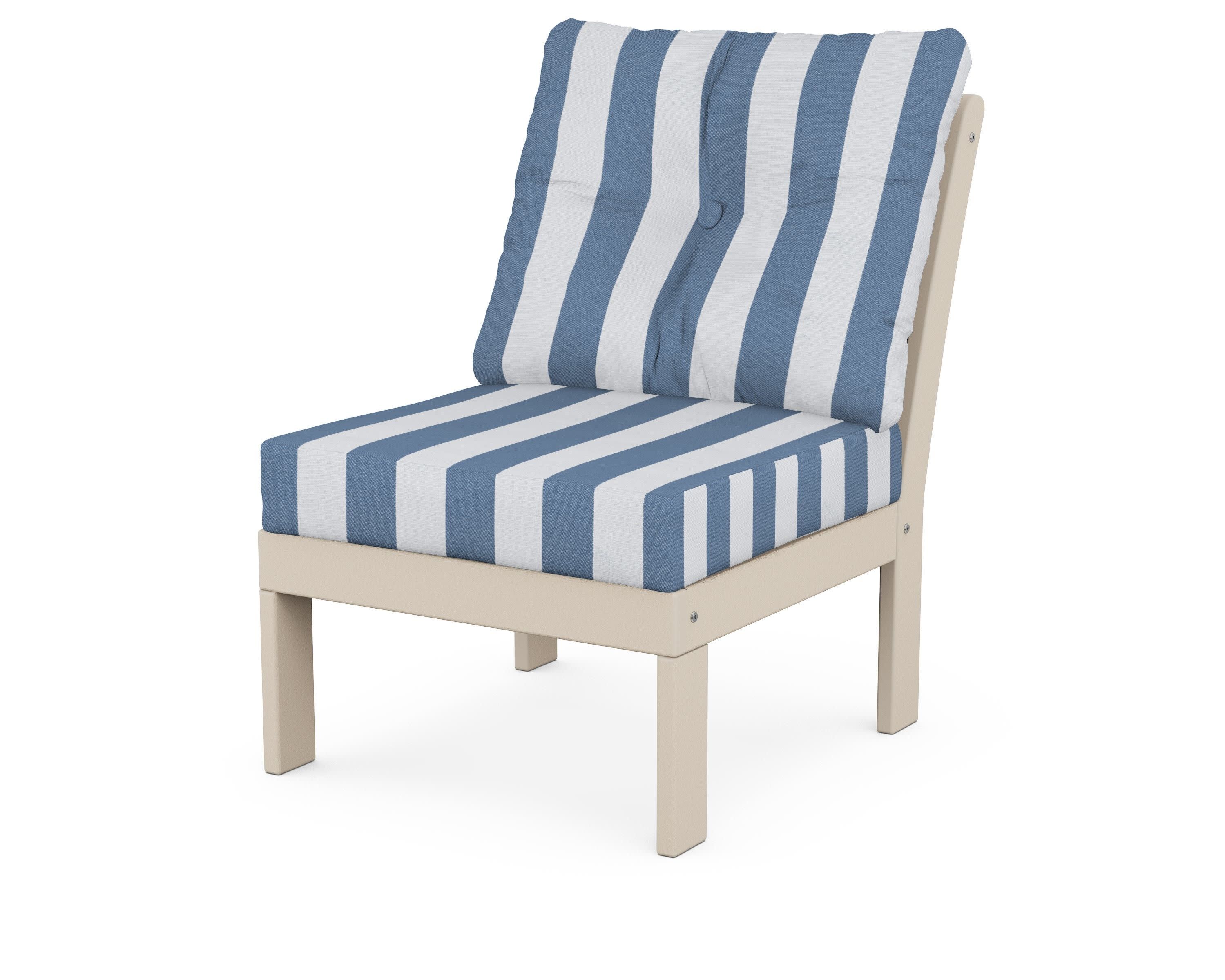 Vineyard Modular Armless Chair in Sand / Cabana Stripe Sky Blue