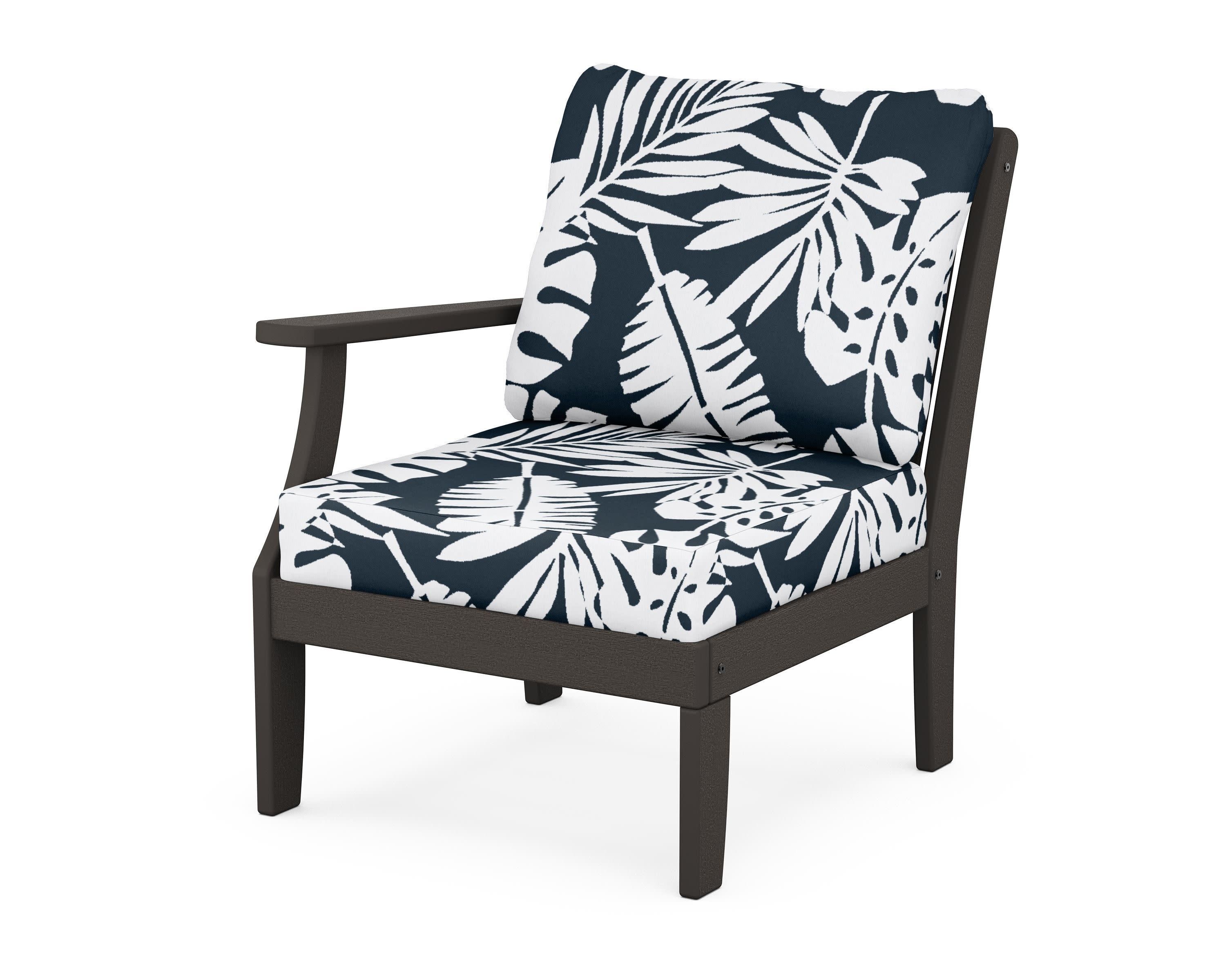 Braxton Modular Left Arm Chair in Vintage Coffee / Leaf Marine Indigo