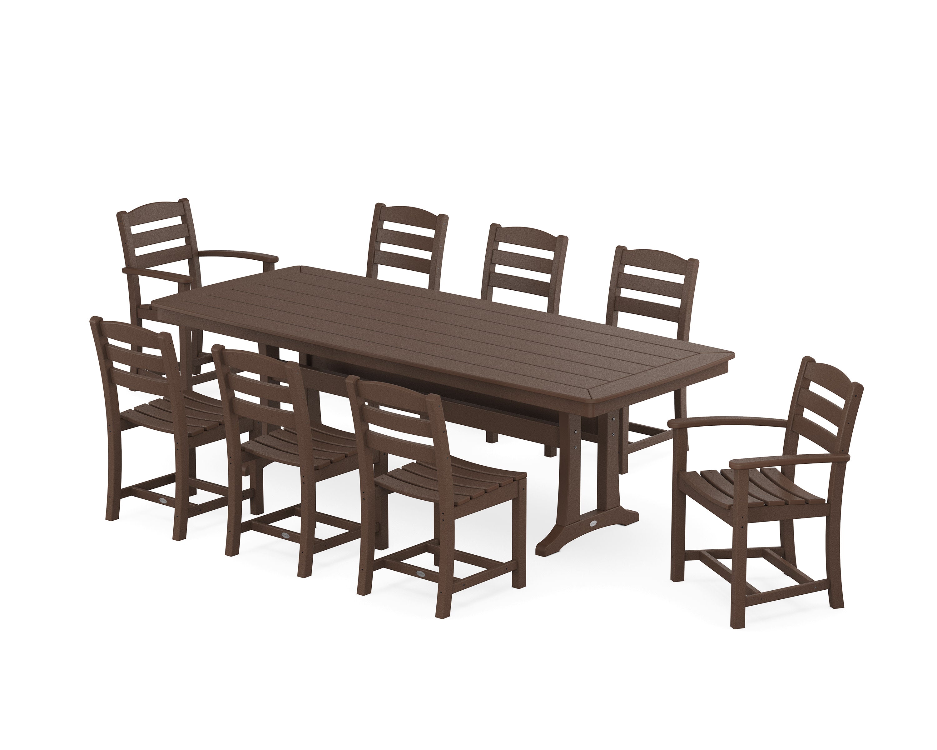 La Casa Caf 9-Piece Dining Set with Trestle Legs in Mahogany