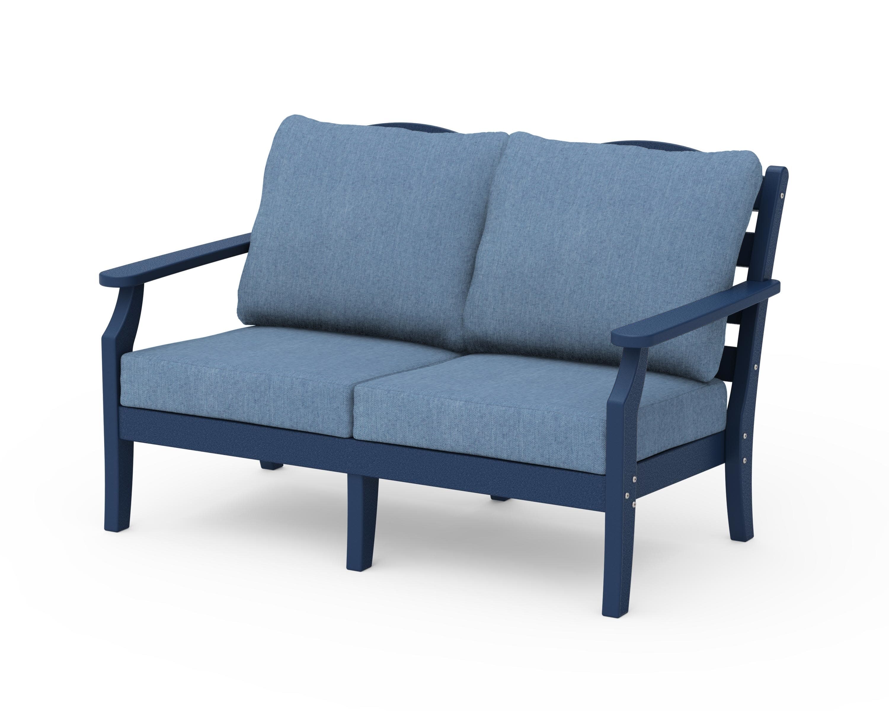 Savannah Deep Seating Loveseat in Navy / Sky Blue