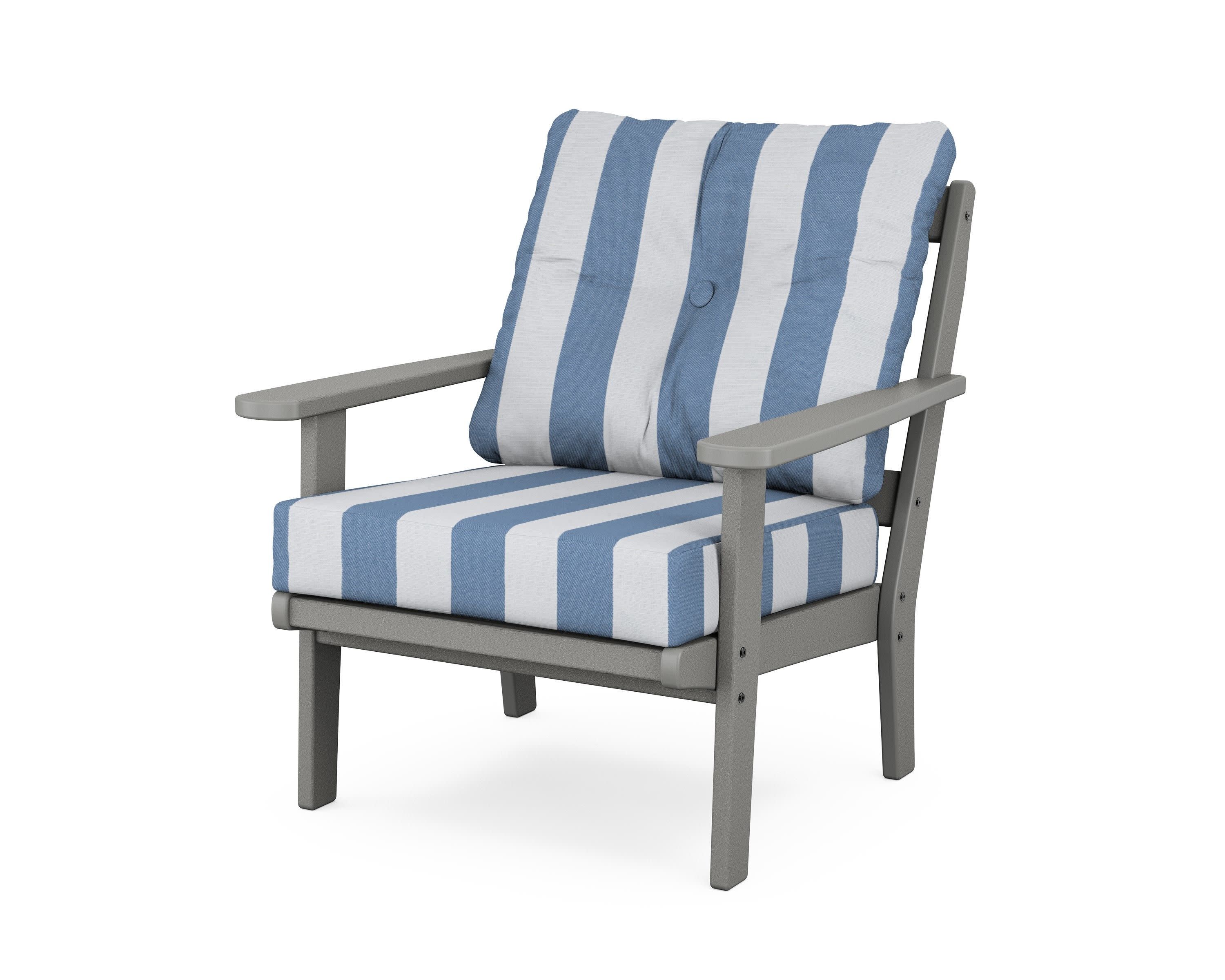 Mission Deep Seating Chair in Slate Grey / Cabana Stripe Sky Blue