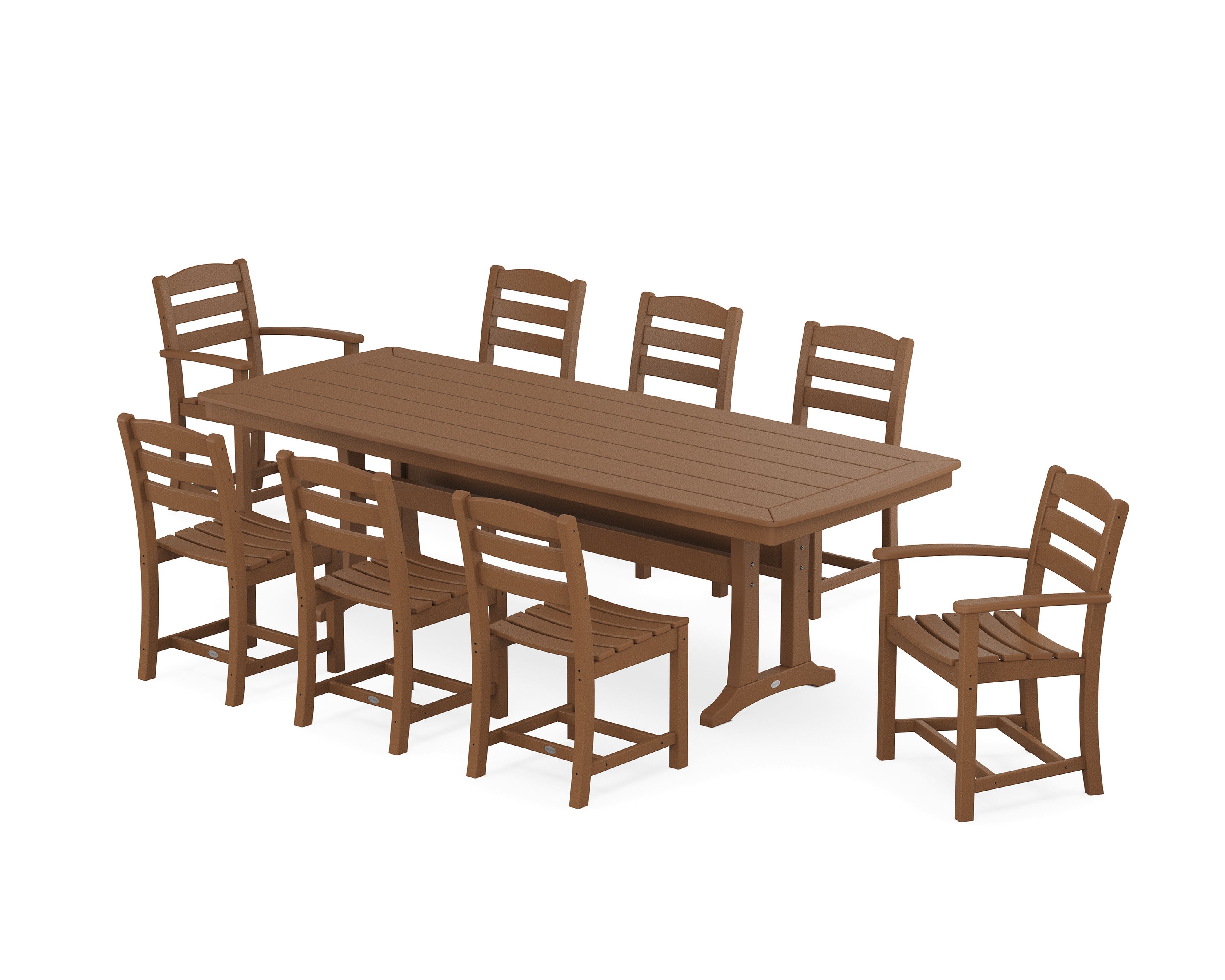 La Casa Caf 9-Piece Dining Set with Trestle Legs in Teak