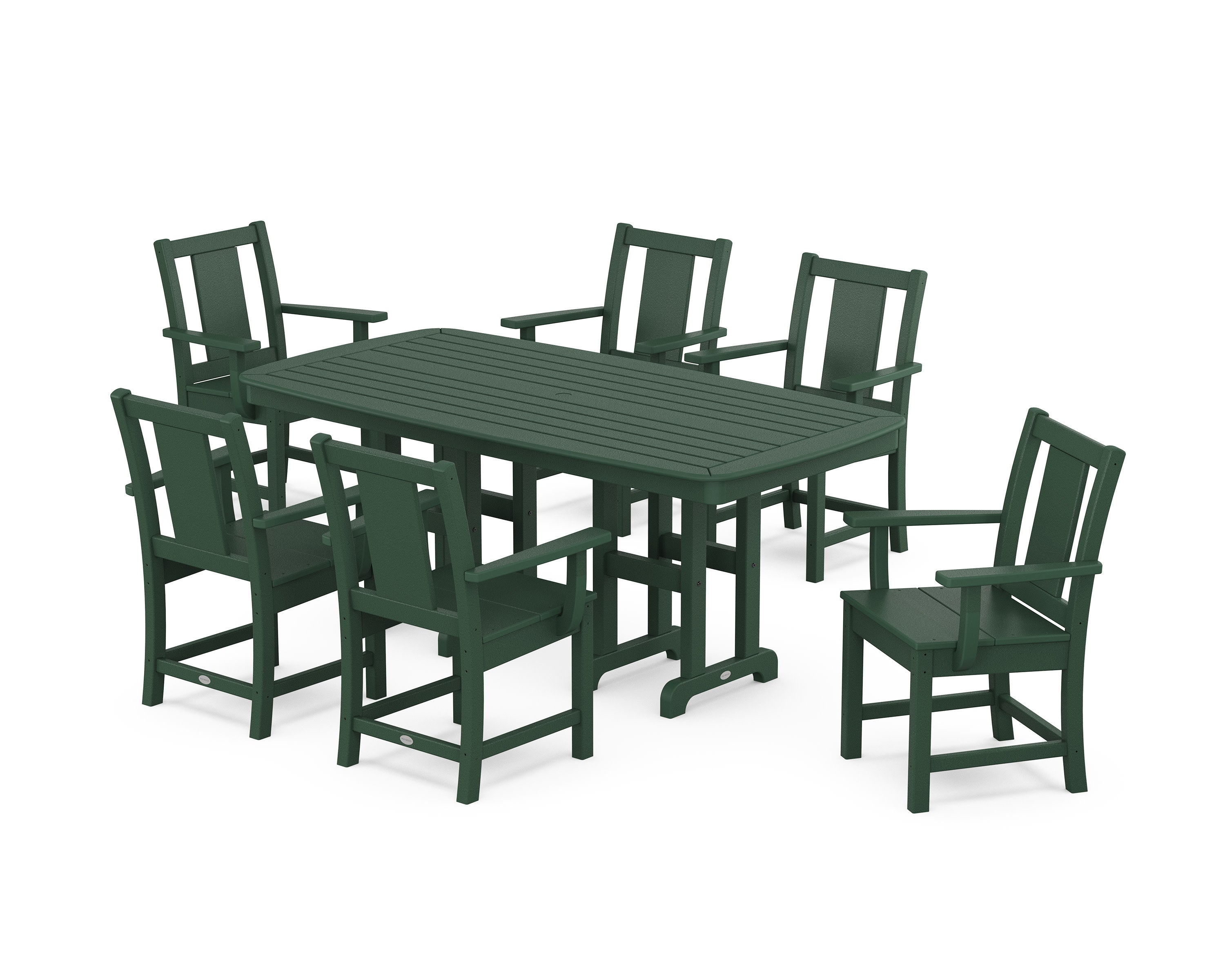 Prairie Arm Chair 7-Piece Dining Set in Green