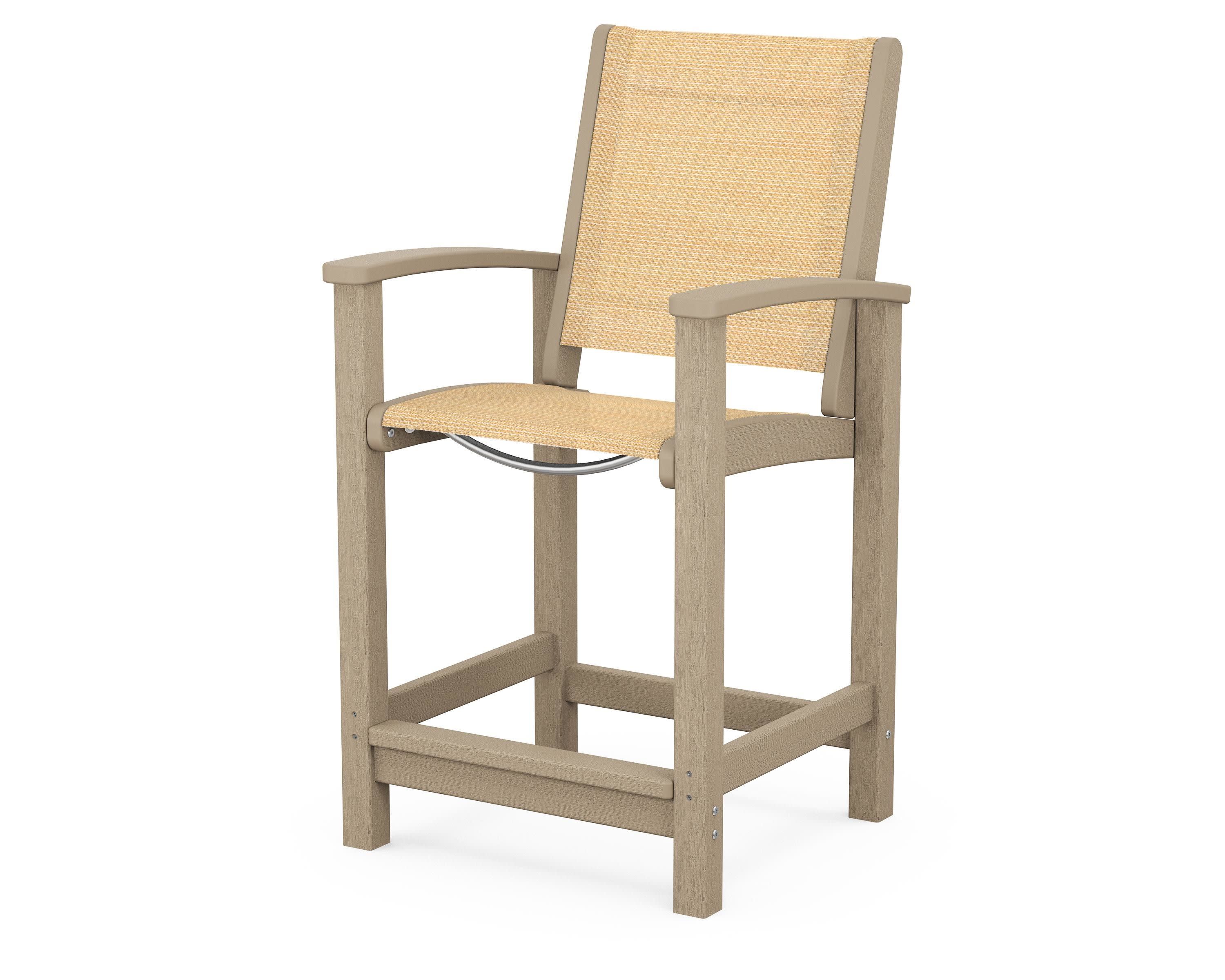 Coastal Counter Chair in Vintage Sahara / Dupioni Apricot Sling