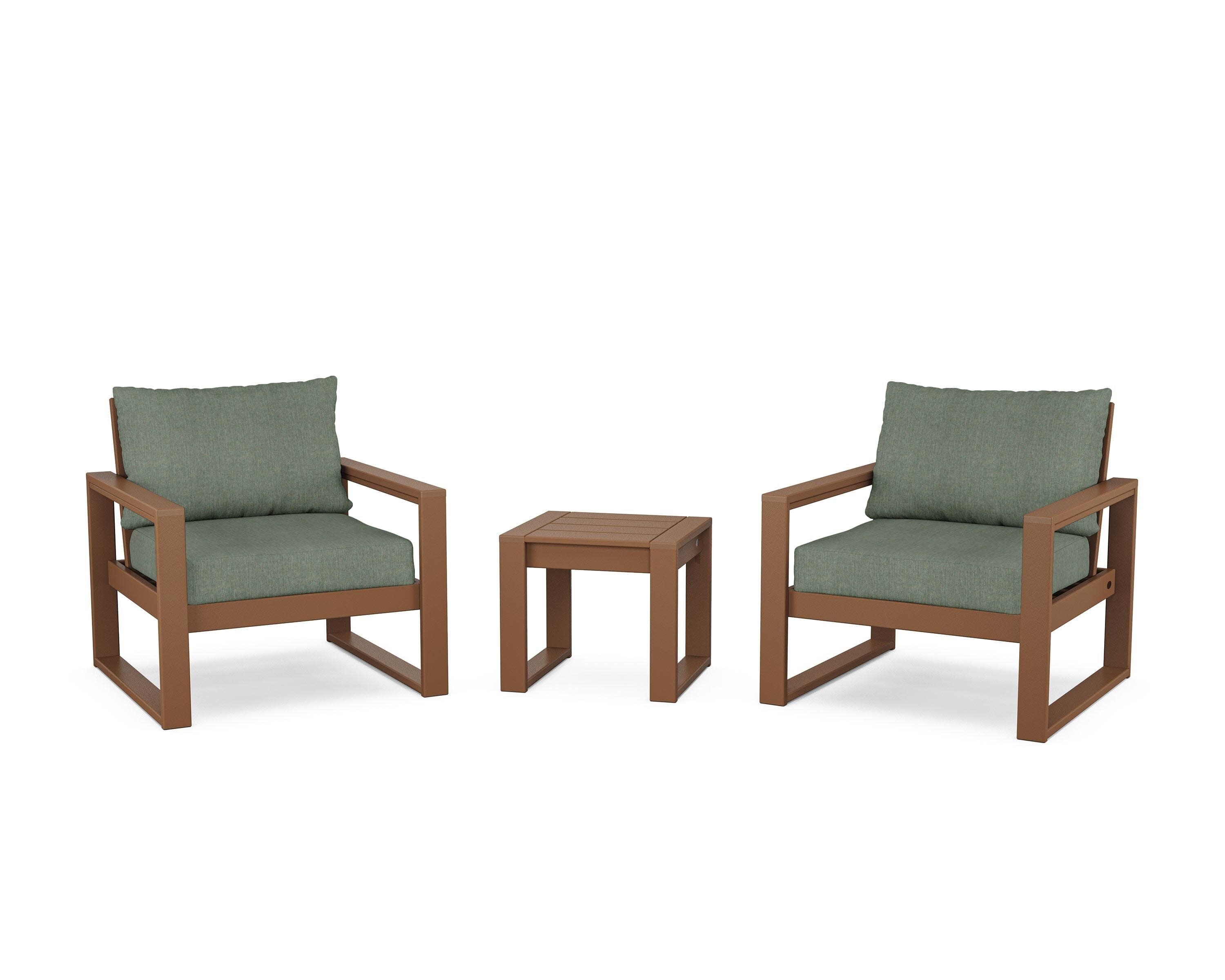 EDGE Sectional 3-Piece Deep Seating Set in Teak / Cast Sage
