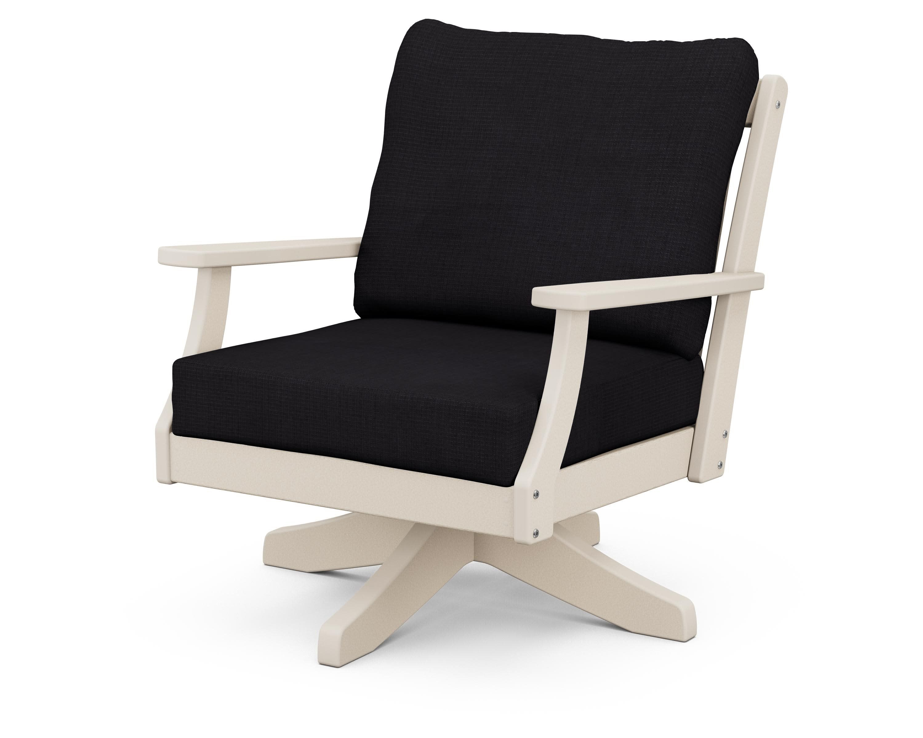 Braxton Deep Seating Swivel Chair in Sand / Midnight Linen