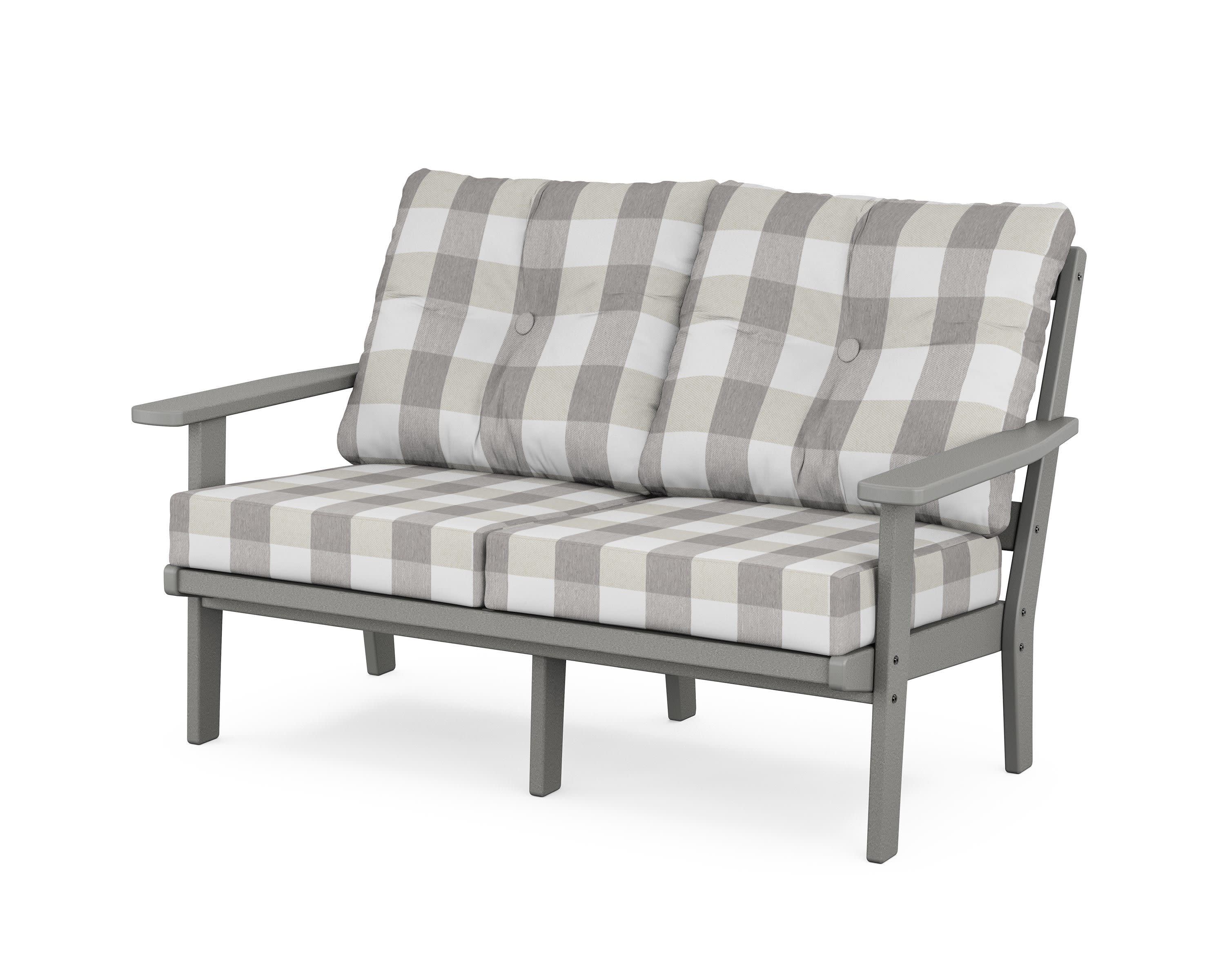 Oxford Deep SeatingLoveseat in Slate Grey / Buffalo Plaid Grey Mist