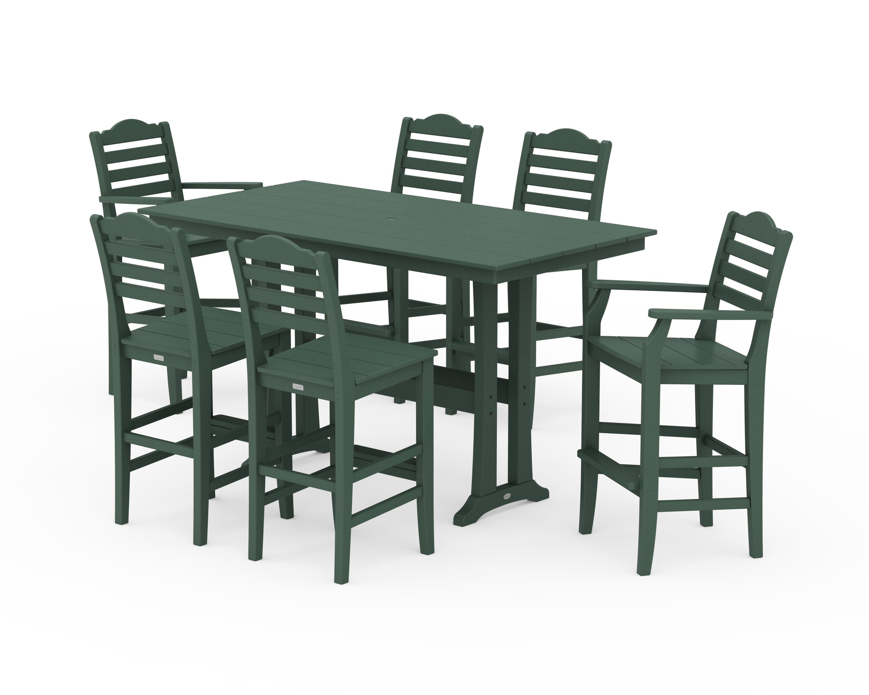 Savannah 7-Piece Farmhouse Bar Set with Trestle Legs in Green
