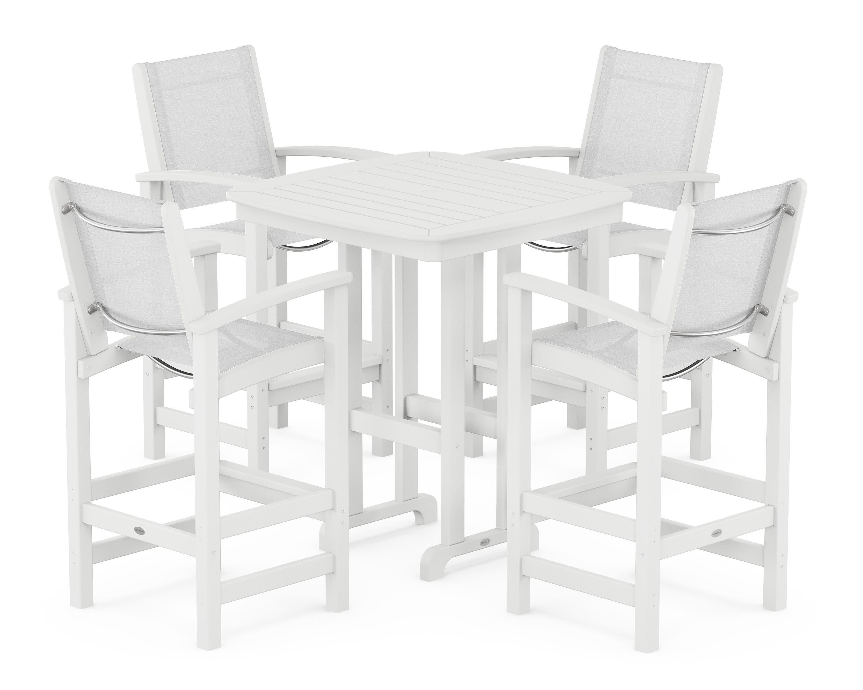 Coastal 5-Piece Bar Set in White / White Sling