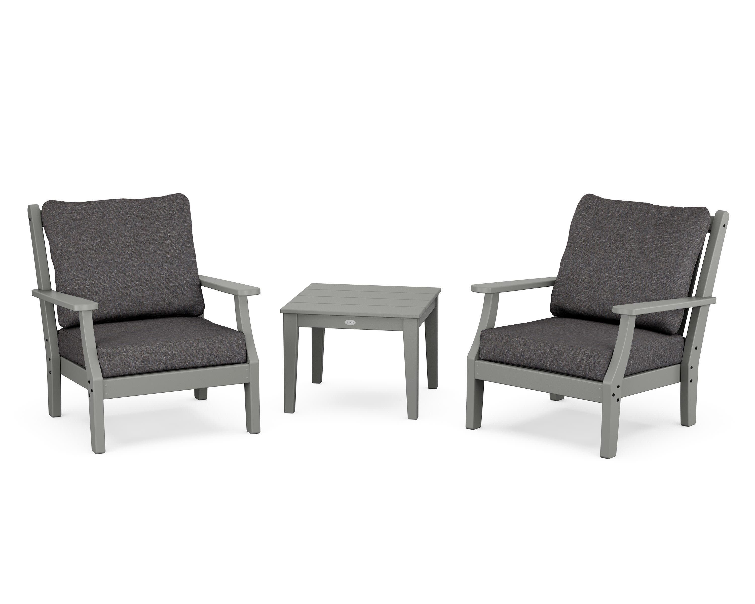 Wovendale 3-Piece Deep Seating Set in Slate Grey / Ash Charcoal