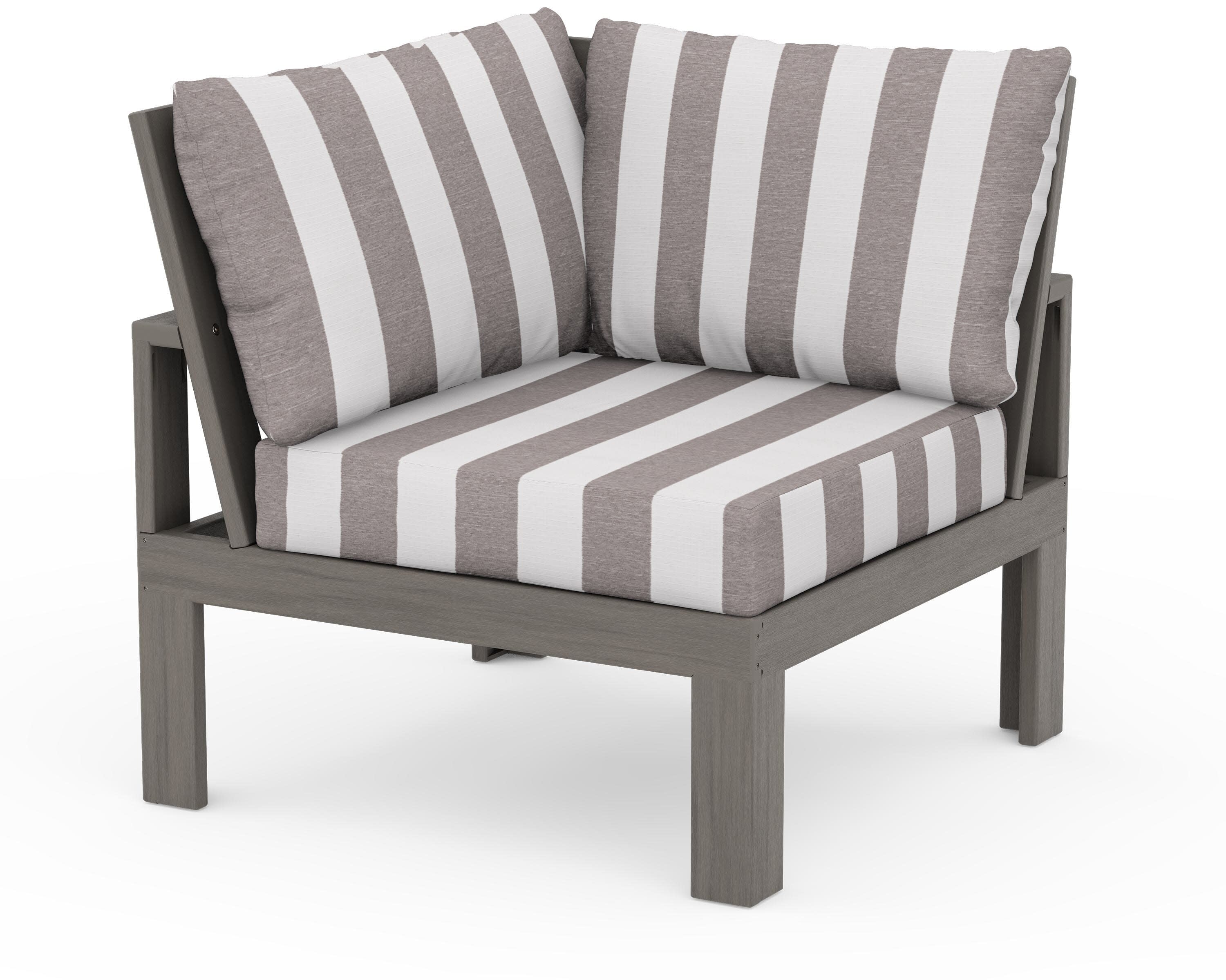 Modular Corner Chair in Driftwood / Cabana Stripe Grey Mist