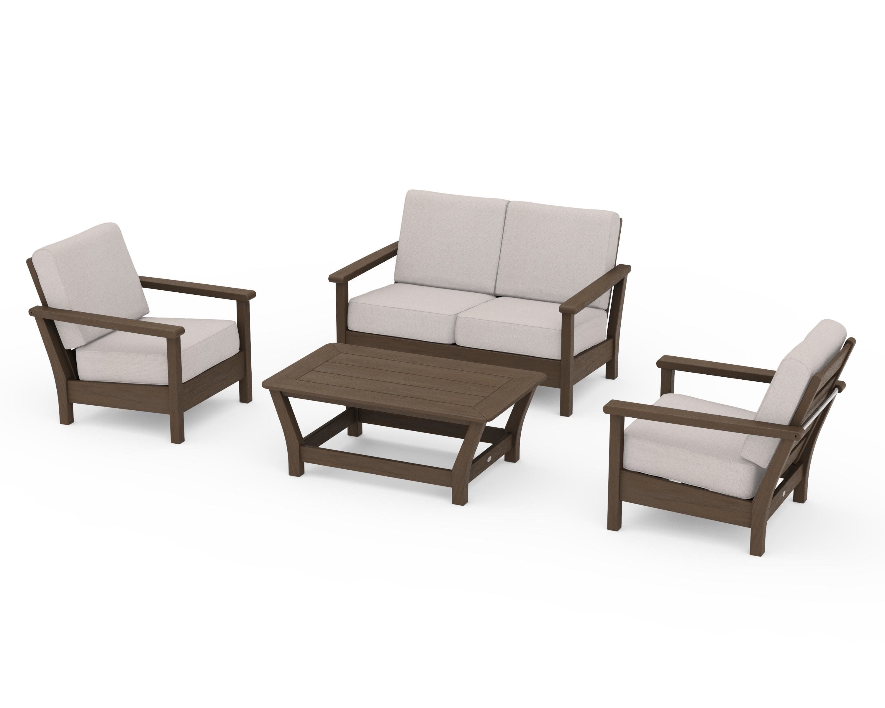 Harbour 4-Piece Deep Seating Set in Kona / Dune Burlap