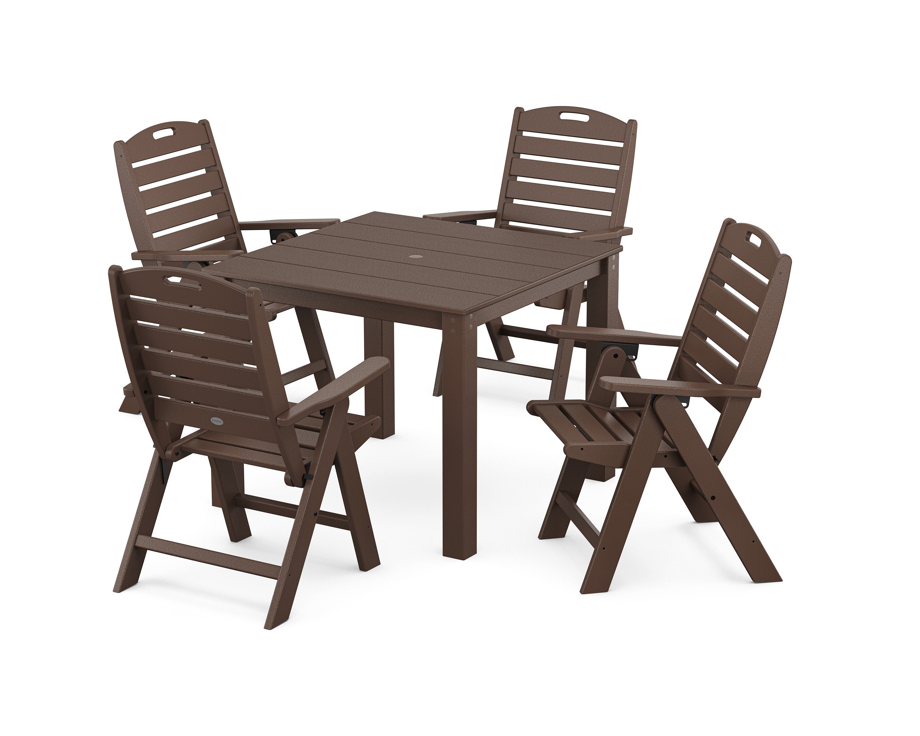 Nautical Folding Highback Chair 5-Piece Parsons Dining Set in Mahogany