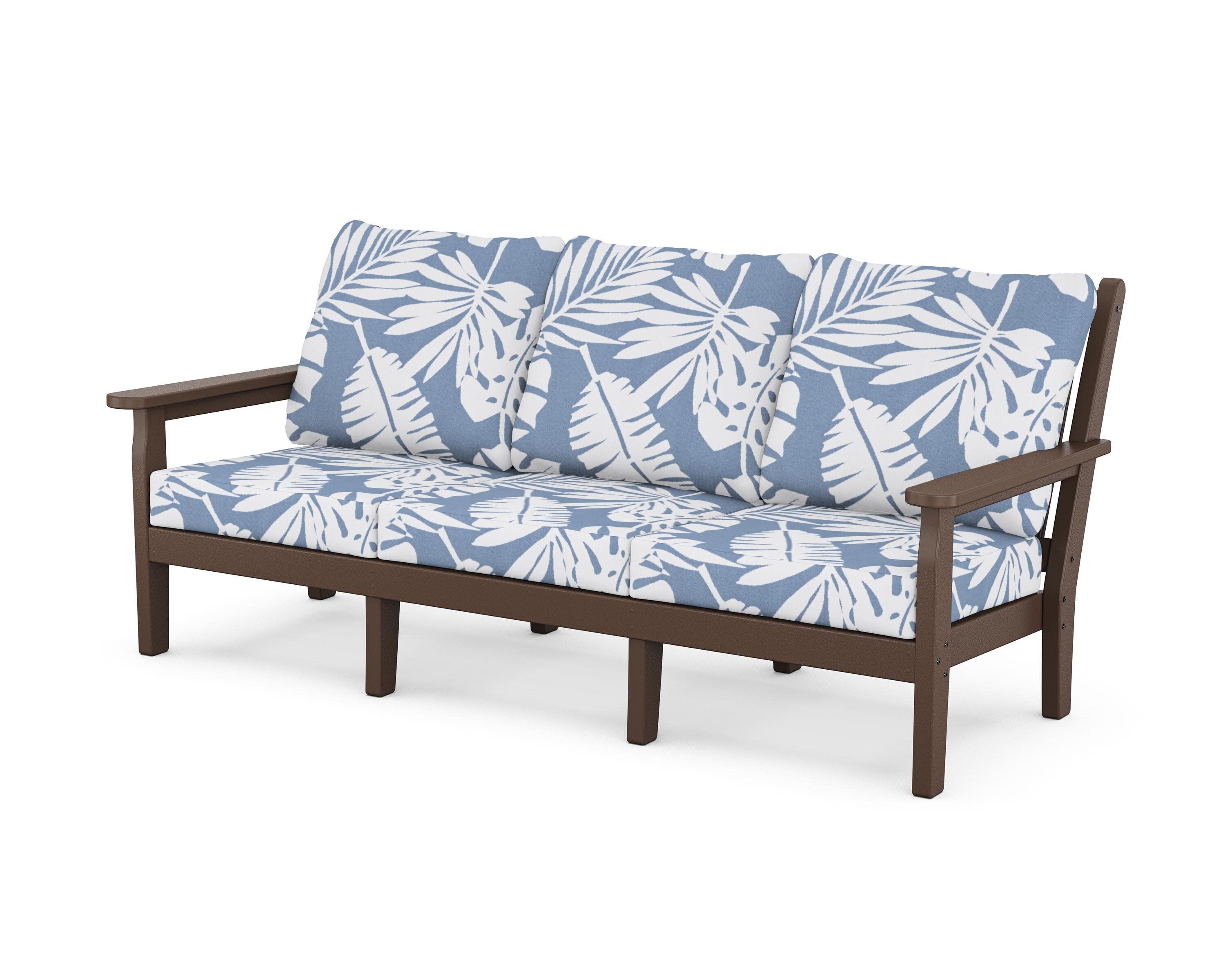 Chippendale Deep Seating Sofa in Mahogany / Leaf Sky Blue
