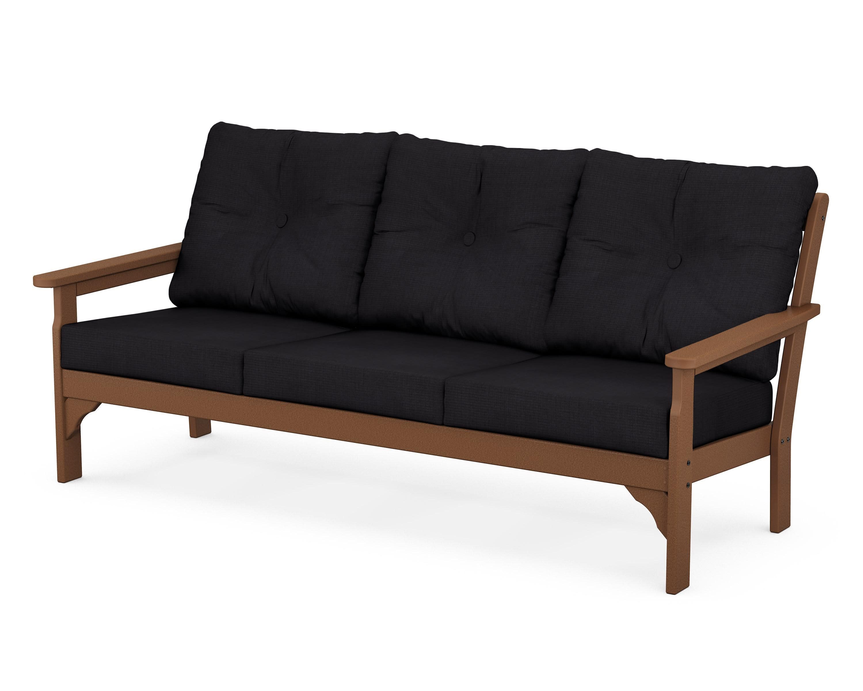 Vineyard Deep Seating Sofa in Teak / Midnight Linen