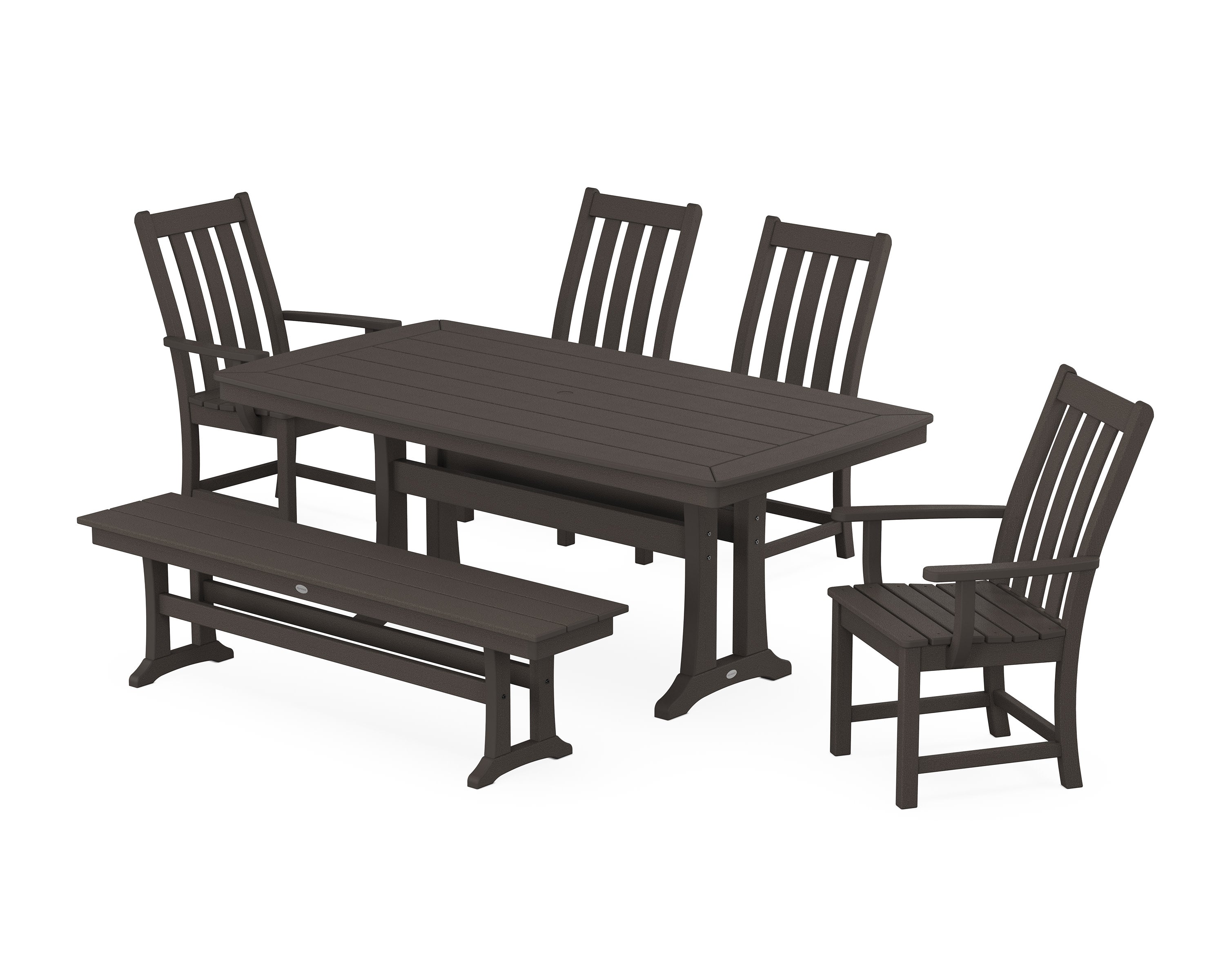 Vineyard 6-Piece Dining Set with Trestle Legs in Vintage Coffee
