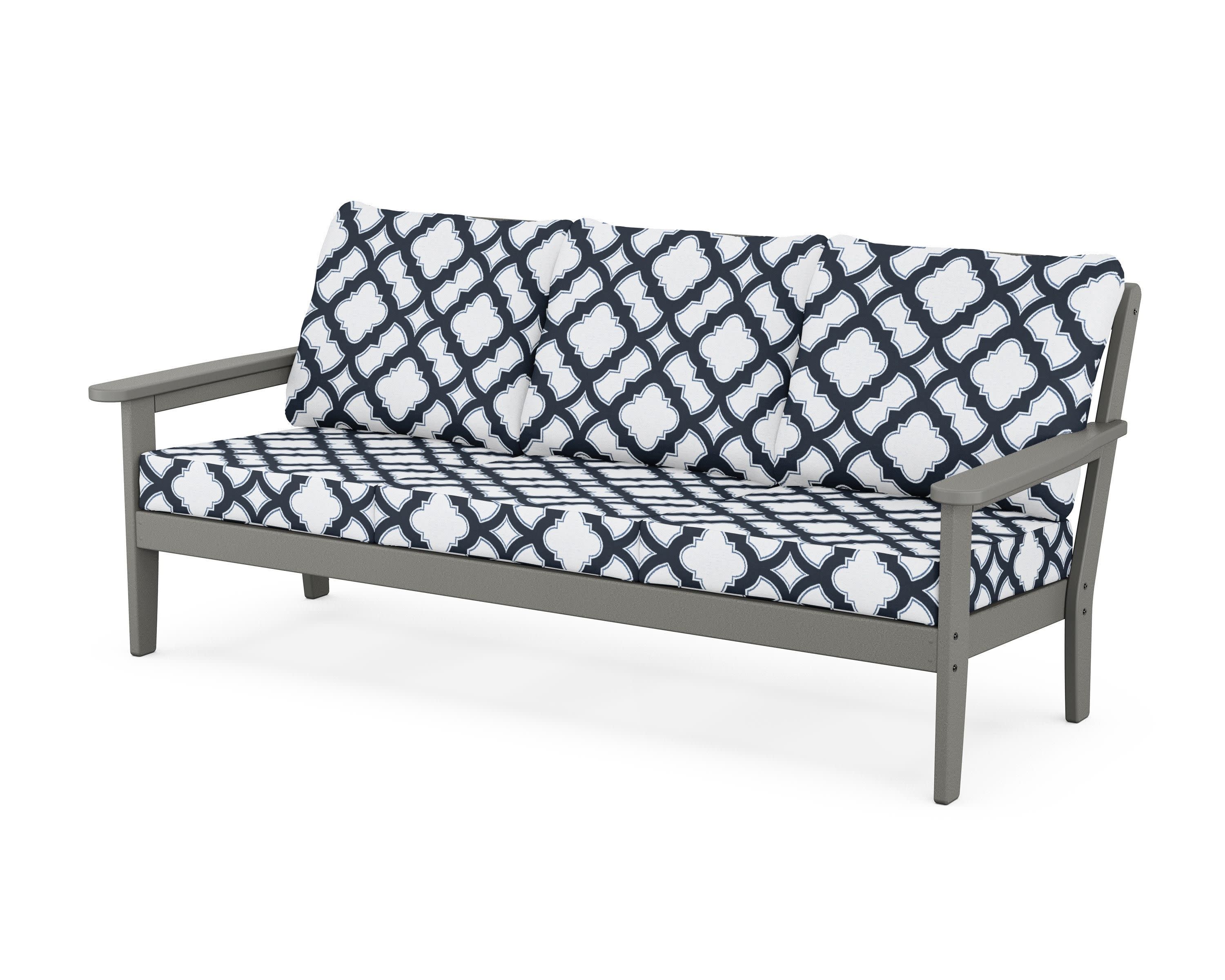 Cottage Deep Seating Sofa in Slate Grey / Trellis Marine Indigo