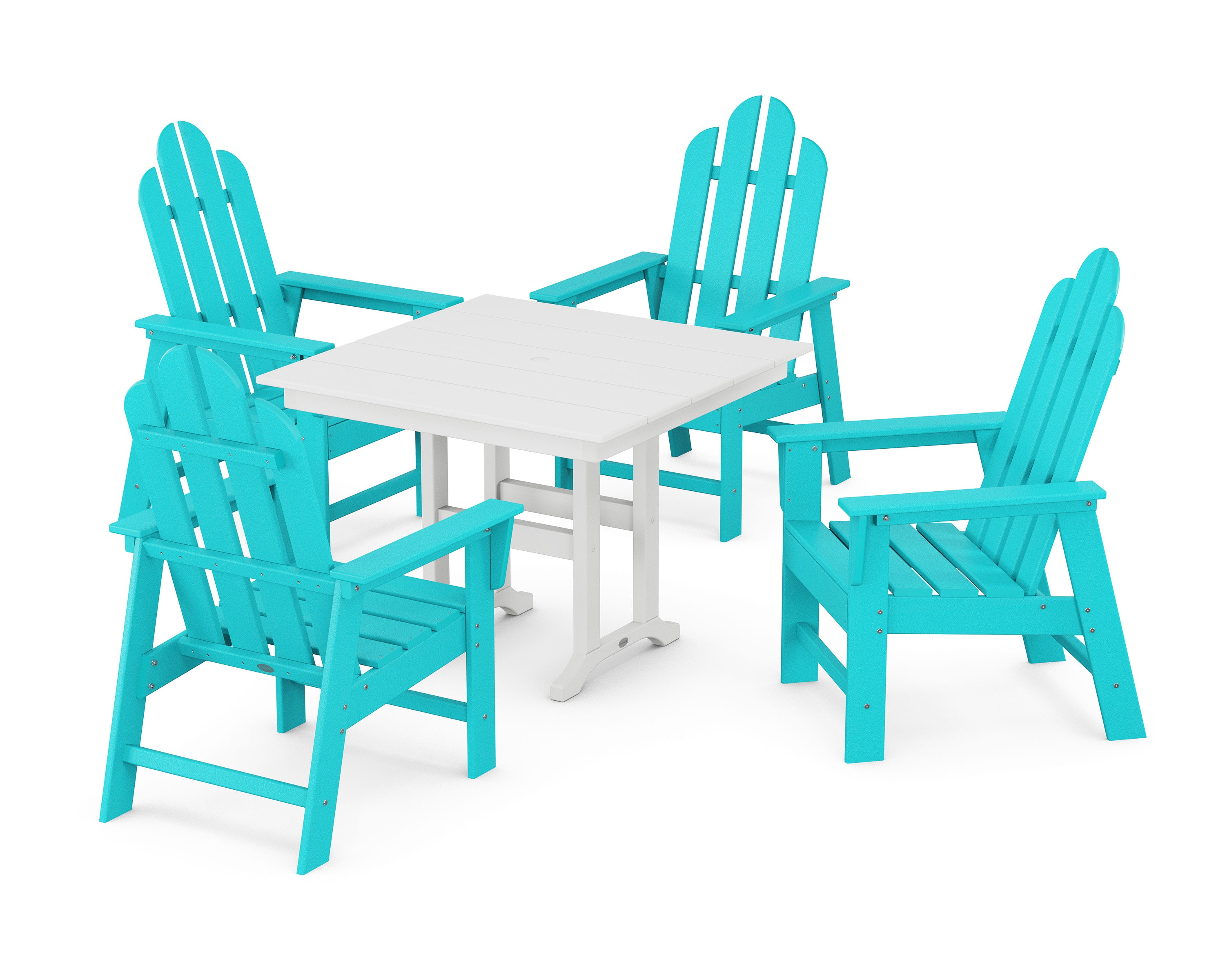 Long Island 5-Piece Farmhouse Dining Set in Aruba / White