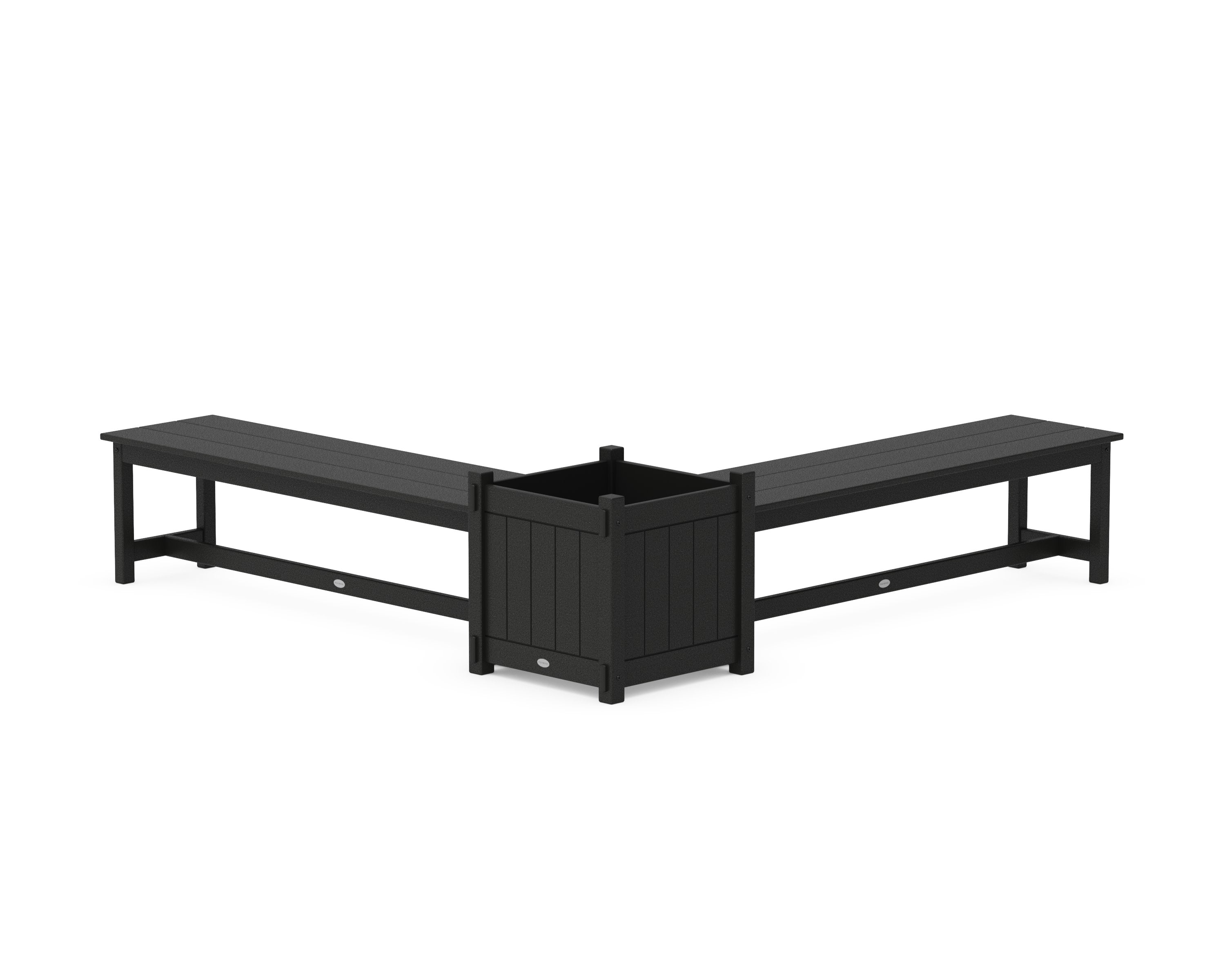 60" Vineyard L- Shaped Planter Bench Set- Large in Black