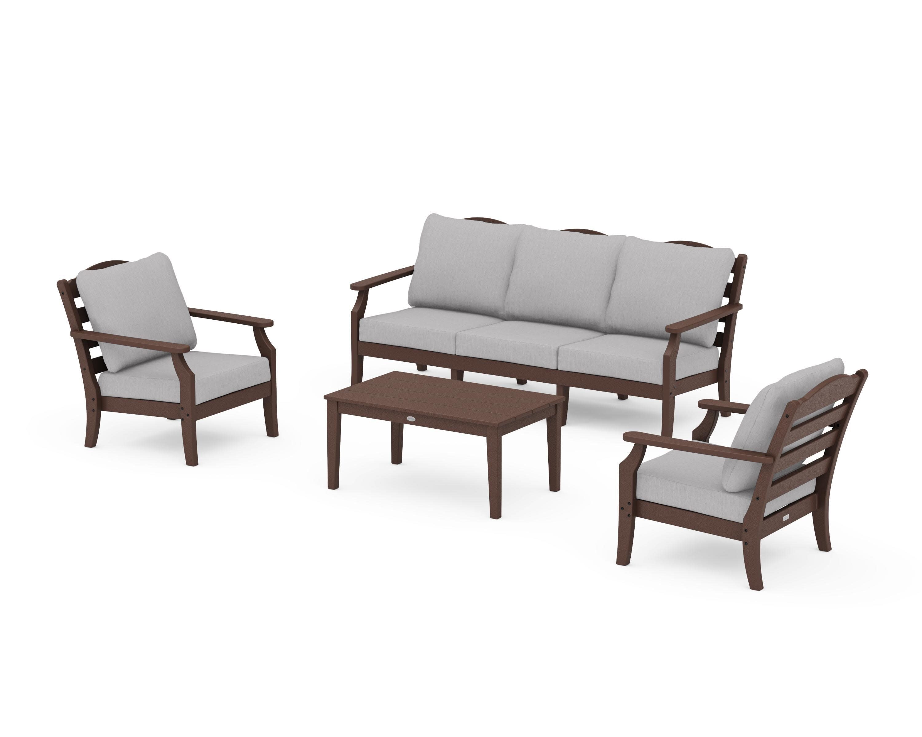 Savannah 4-Piece Deep Seating Set with Sofa in Mahogany / Granite