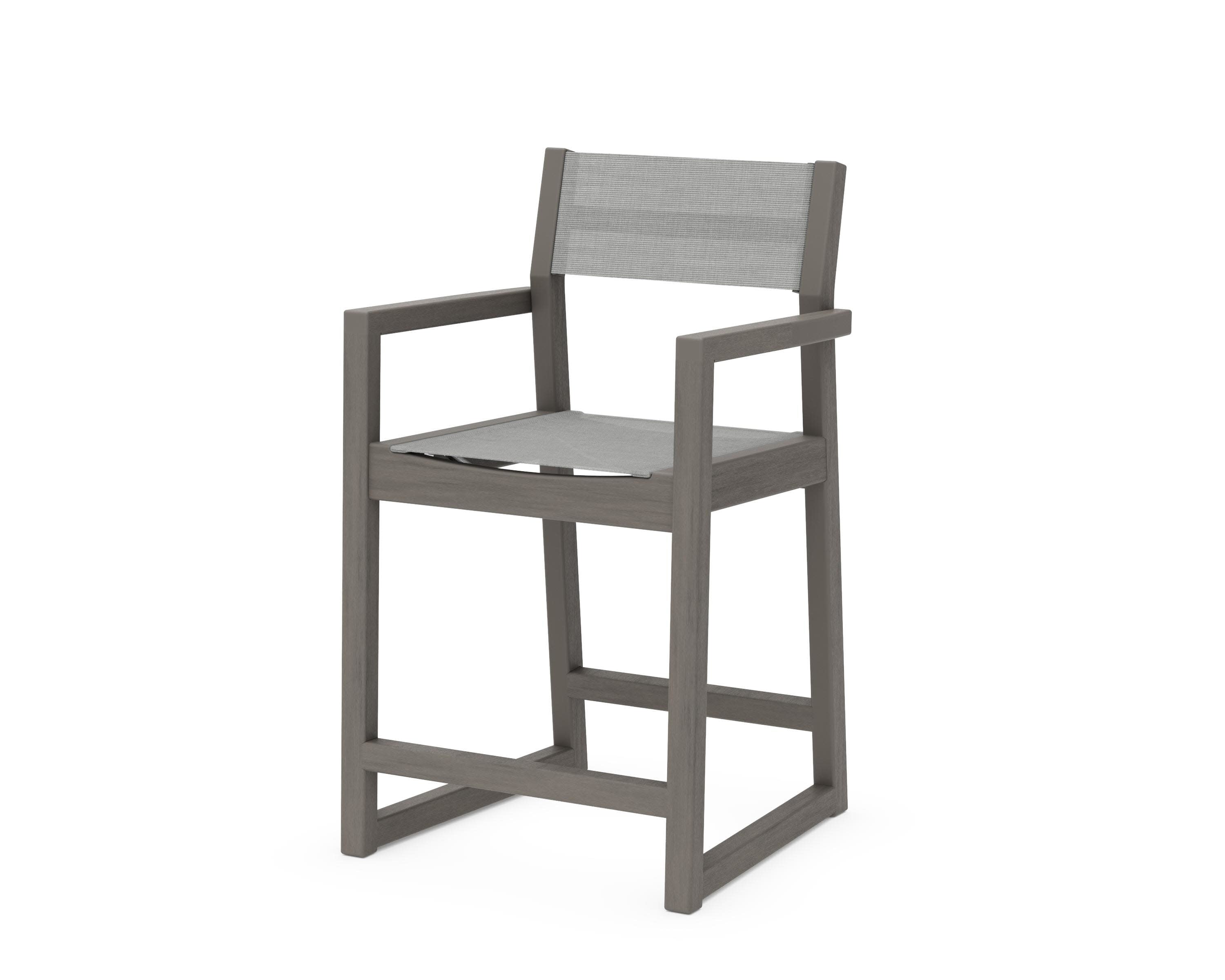 EDGE Sling Counter Arm Chair in Driftwood / Metallic Sling