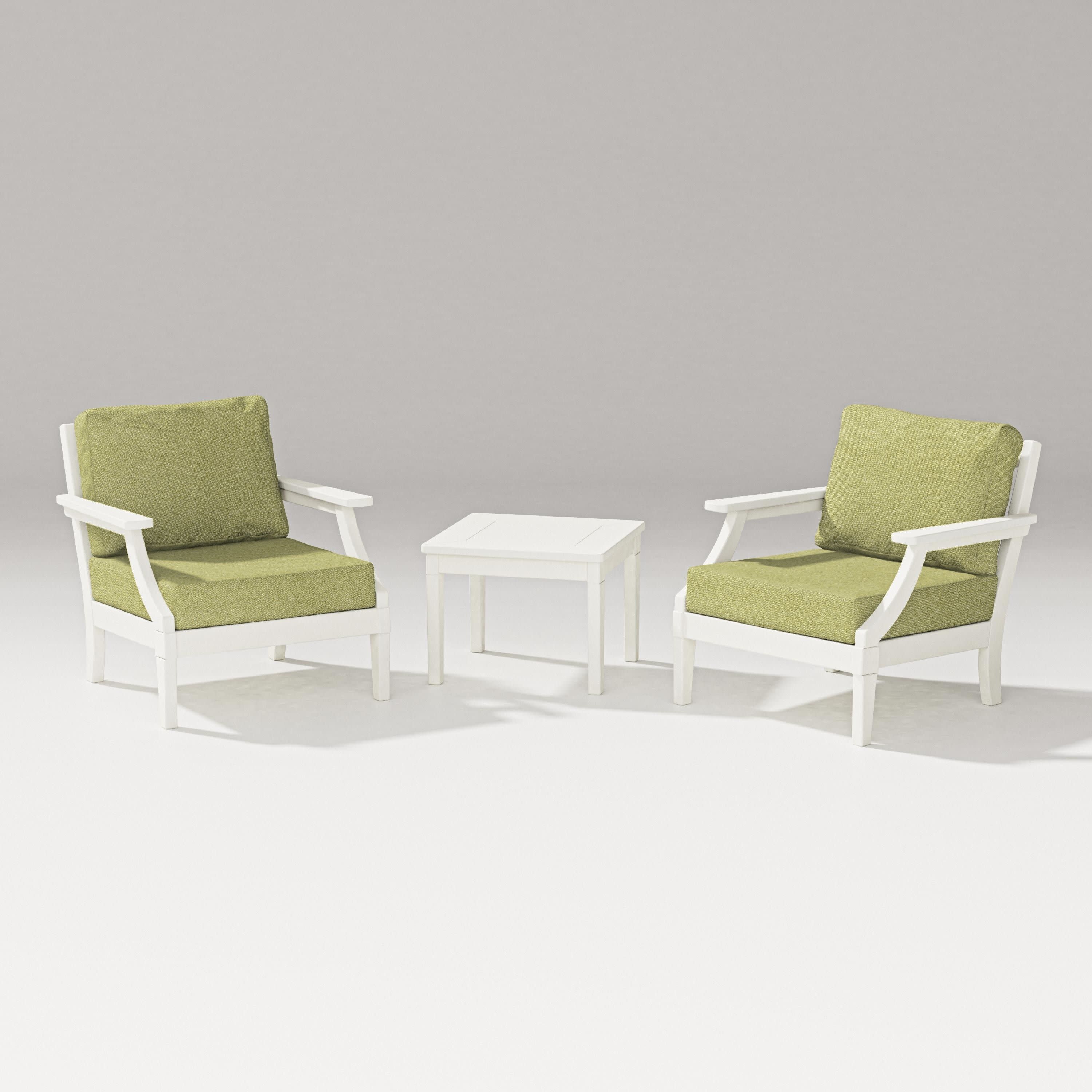 Estate 3-Piece Lounge Chair Set in Vintage White / Chartreuse Boucle