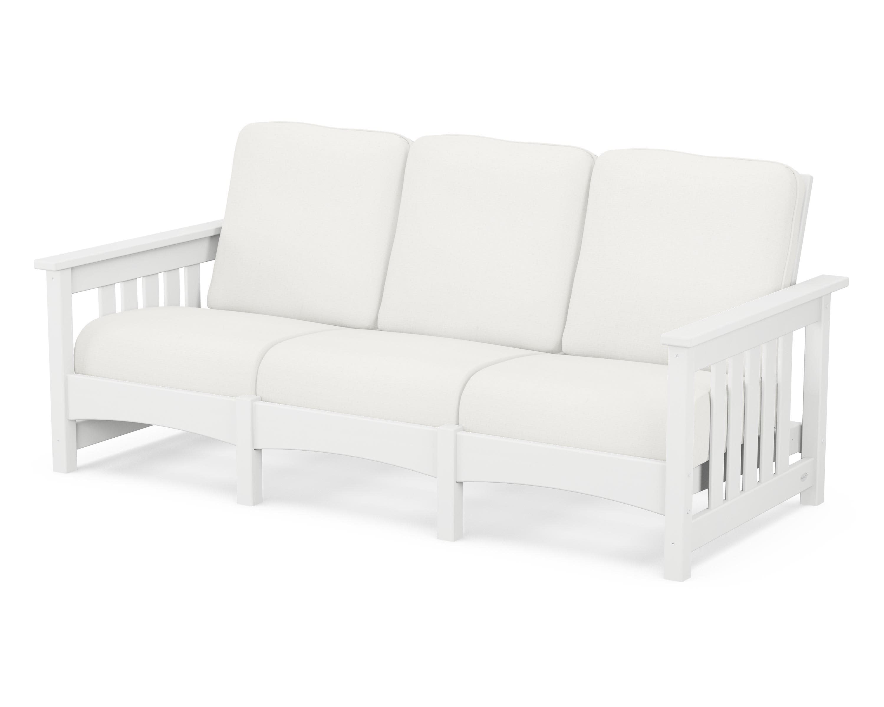 Club Mission Sofa in White / Natural Linen