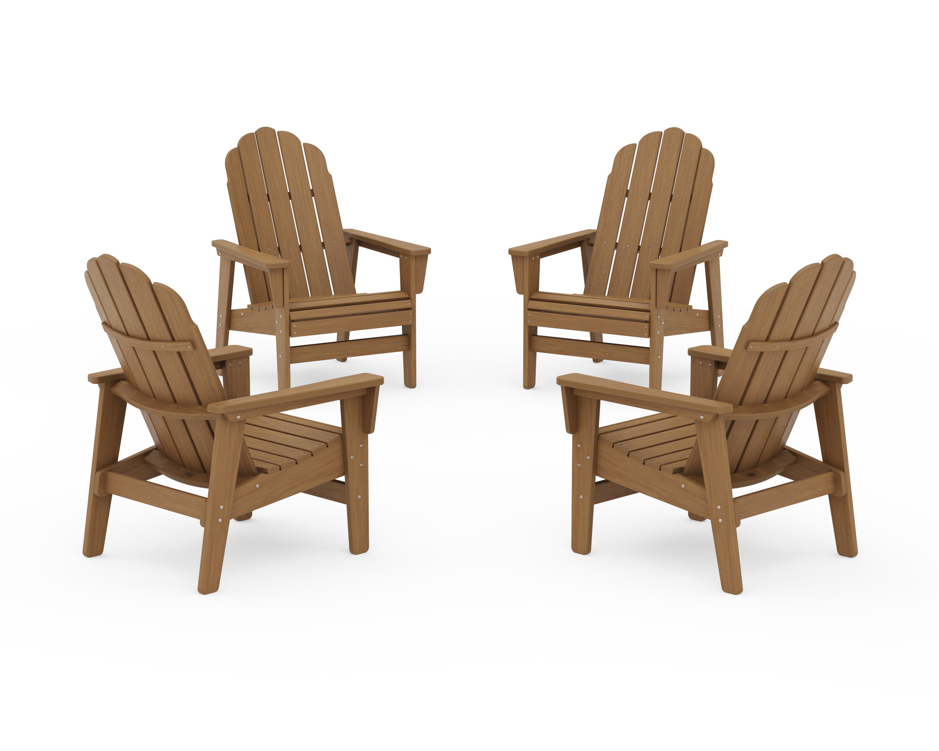4-Piece Vineyard Grand Upright Adirondack Chair Conversation Set in Natural