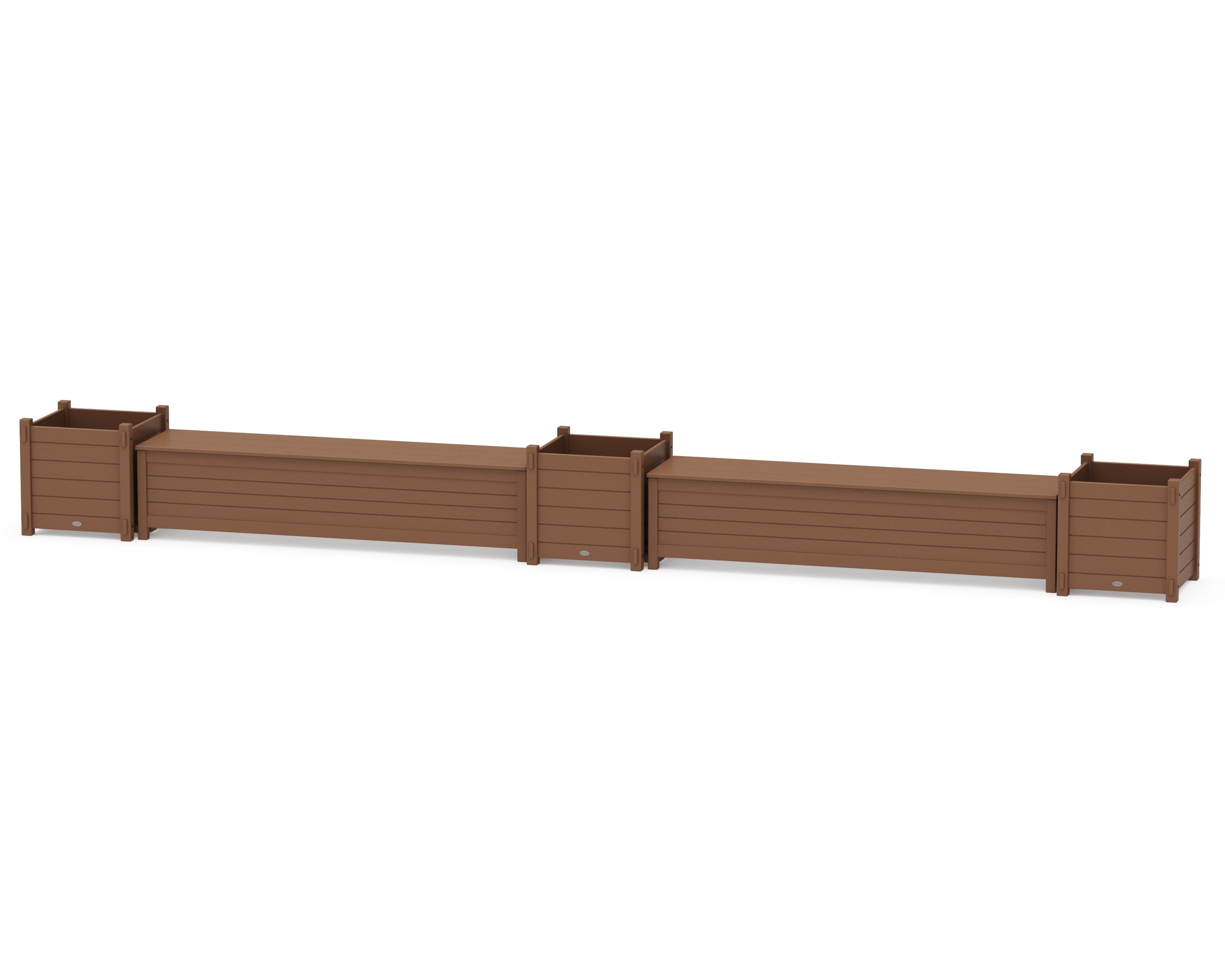 72" Nautical Straight Double Planter Storage Bench Set- Large in Teak