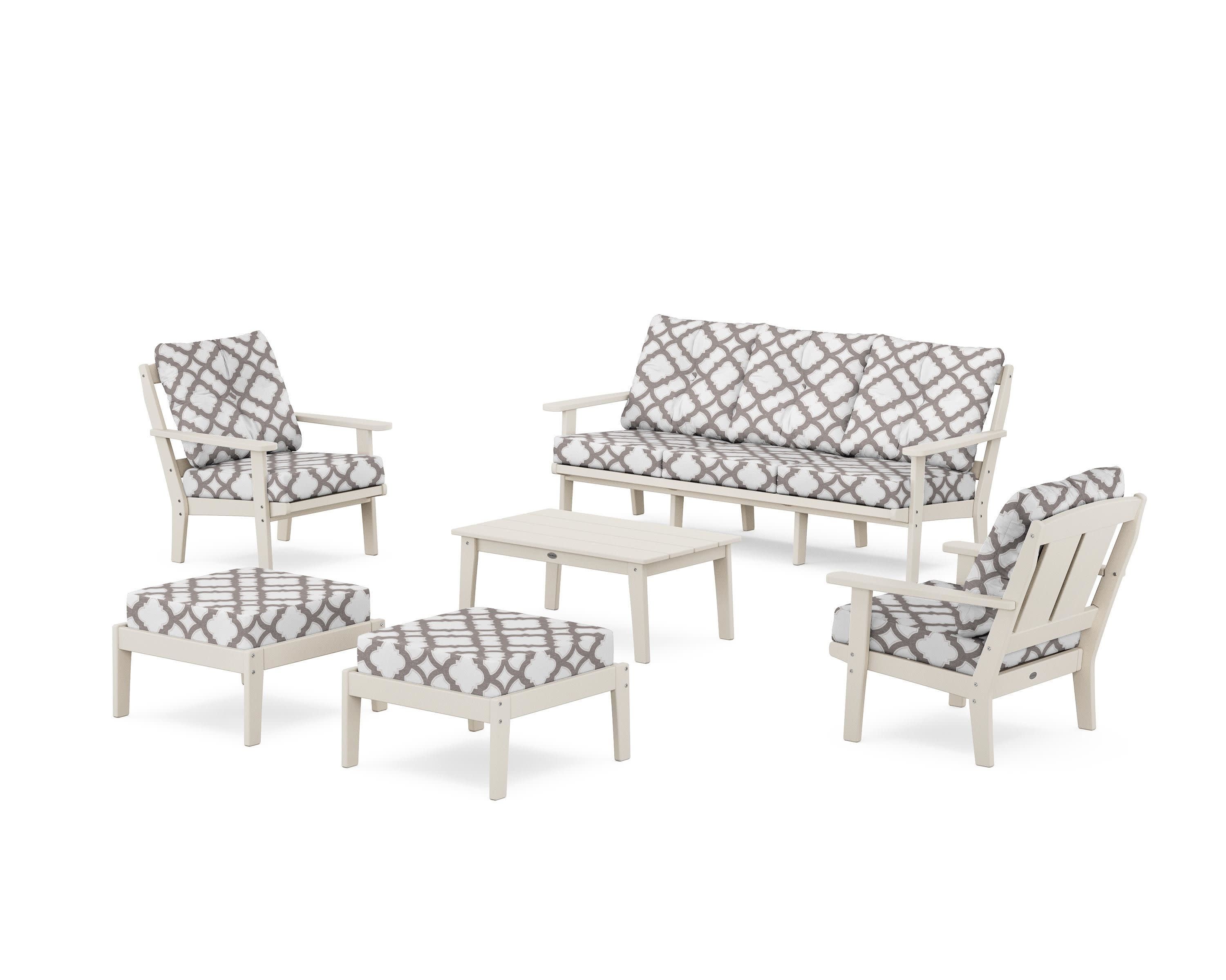 Mission 6-Piece Lounge Sofa Set in Sand / Trellis Grey Mist